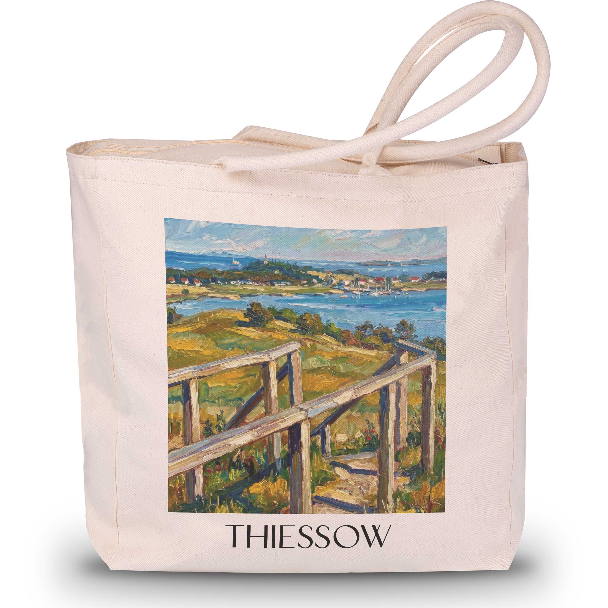 Thiessow Shopping Tasche - Rügen - Deutschland Tote Bag - Einkaufstasche im Ölgemälde Stil