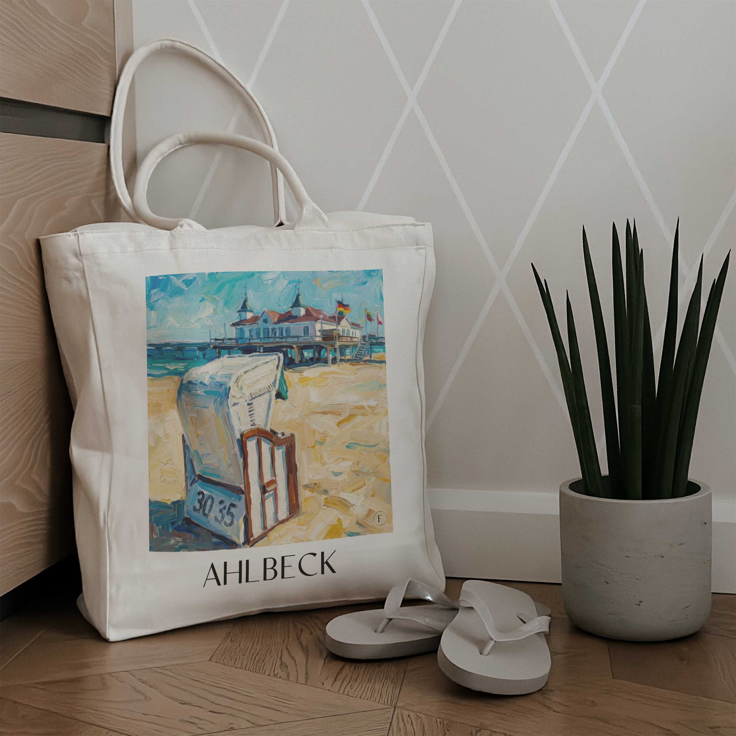ahlbeck-usedom-deutschland-einkaufstasche-oil-painting-oelgemaelde