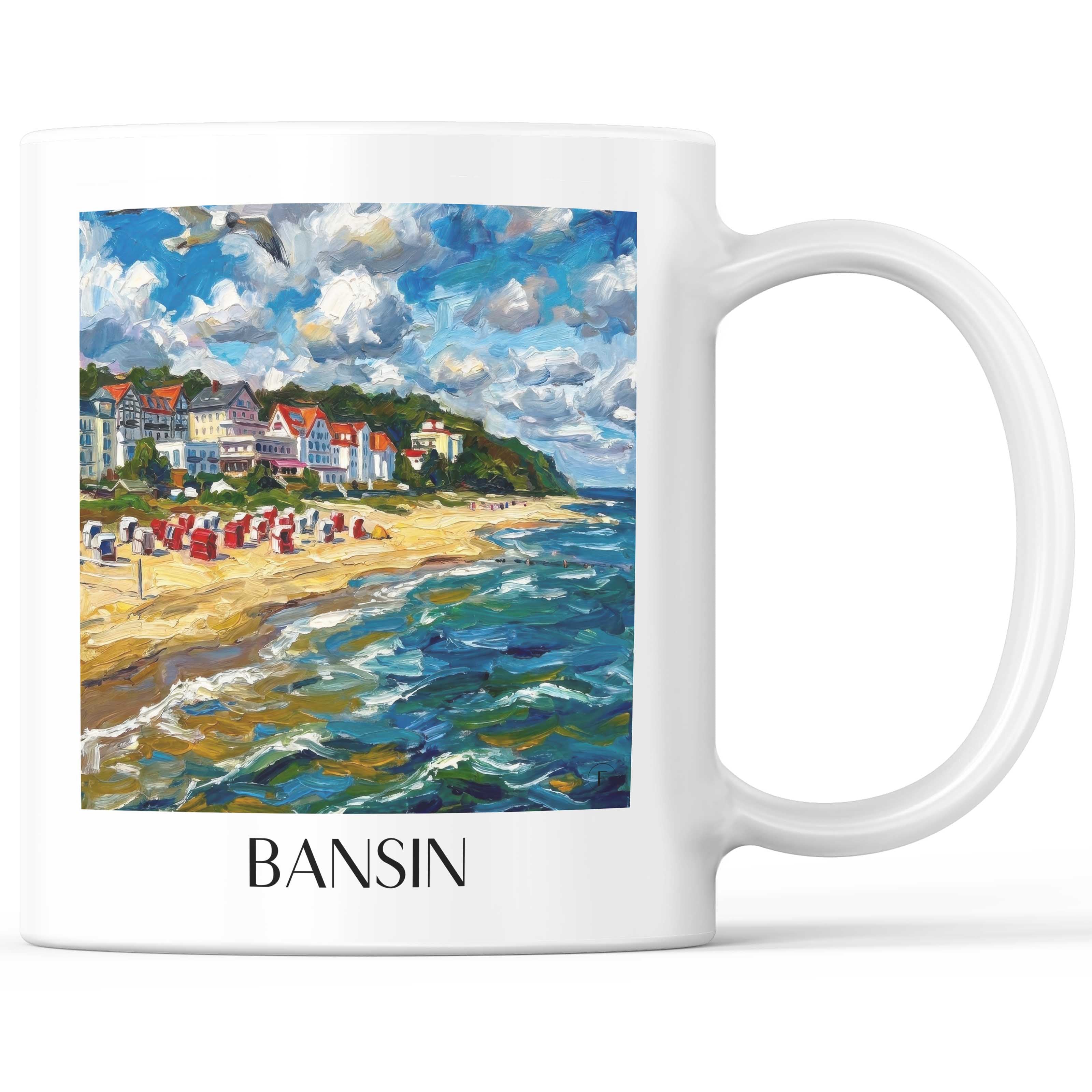 Bansin Kaffeebecher - Usedom - Deutschland Becher - Kaffeetasse im Ölgemälde Stil