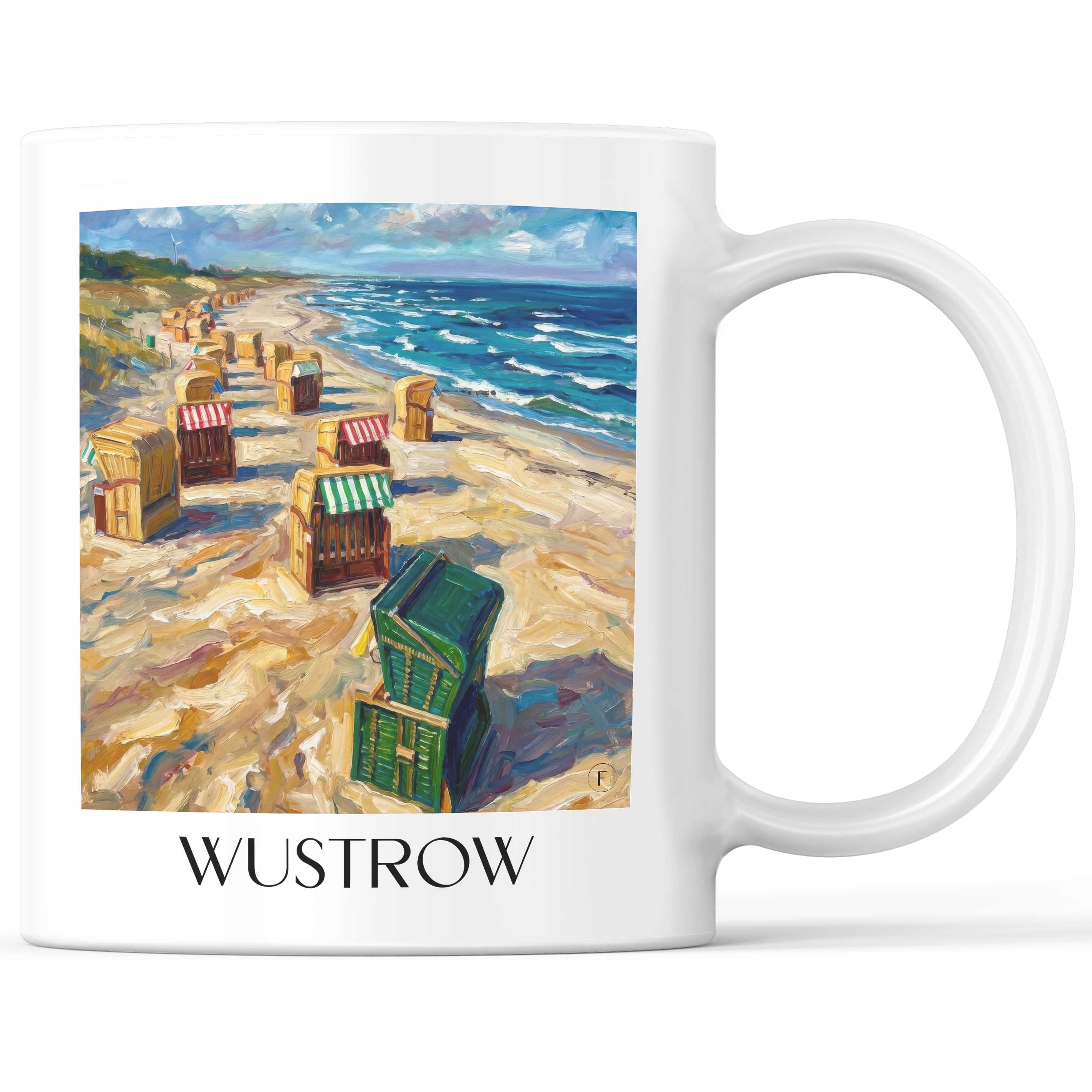 Wustrow Kaffeebecher - Mecklenburg-Vorpommern - Deutschland Becher - Kaffeetasse im Ölgemälde Stil