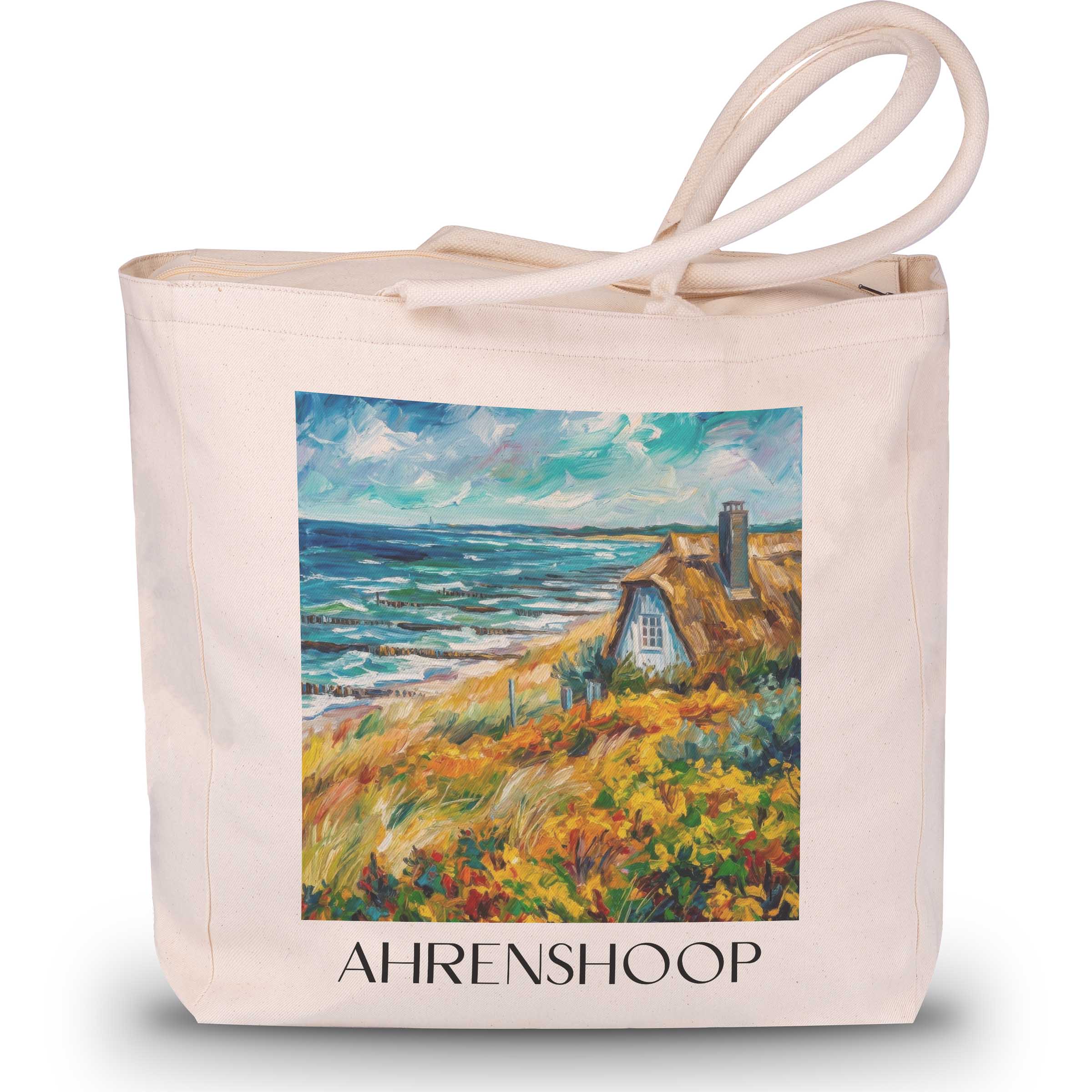 ahrenshoop-mecklenburg-vorpommern-deutschland-einkaufstasche-oil-painting-oelgemaelde
