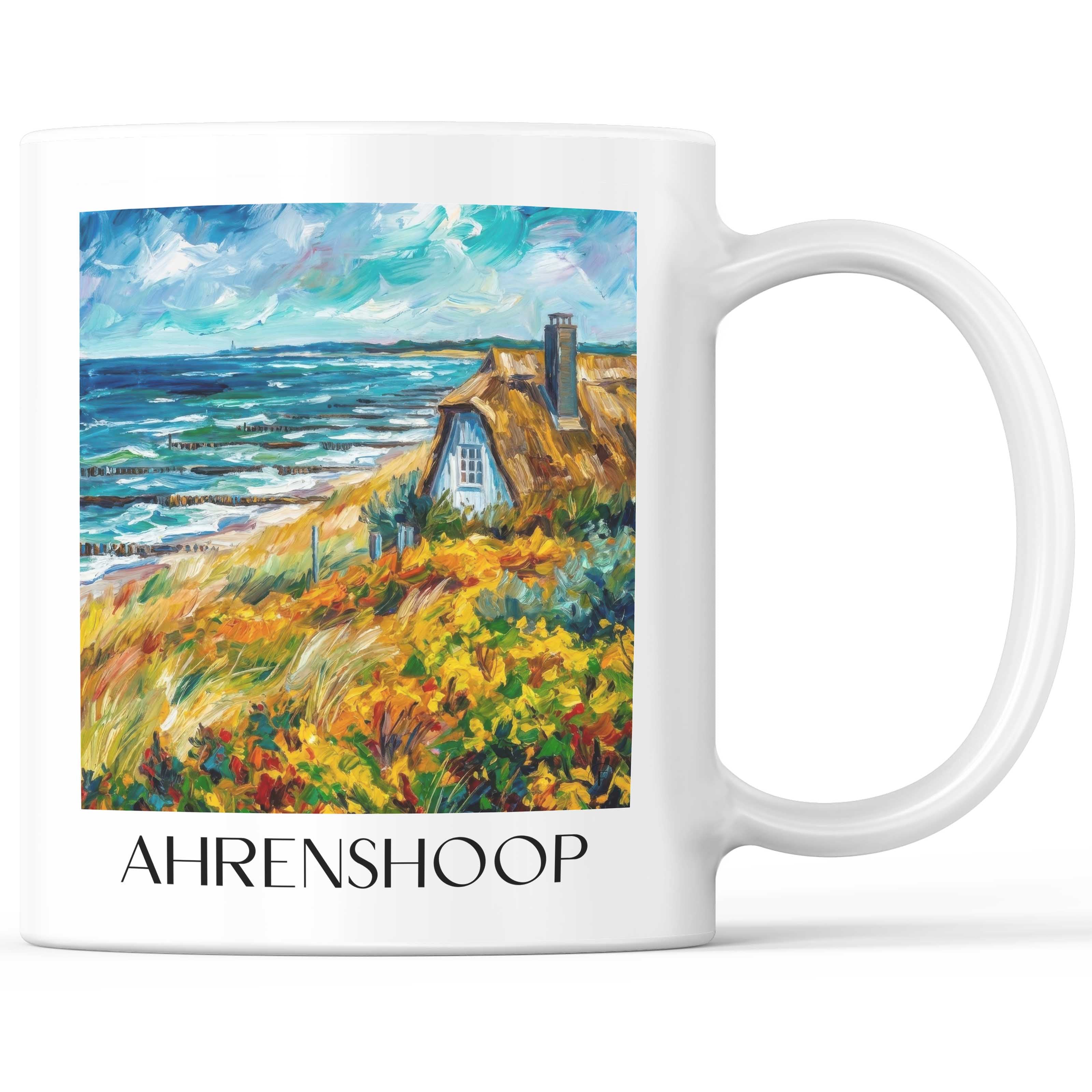 Ahrenshoop Kaffeebecher - Mecklenburg-Vorpommern - Deutschland Becher - Kaffeetasse im Ölgemälde Stil