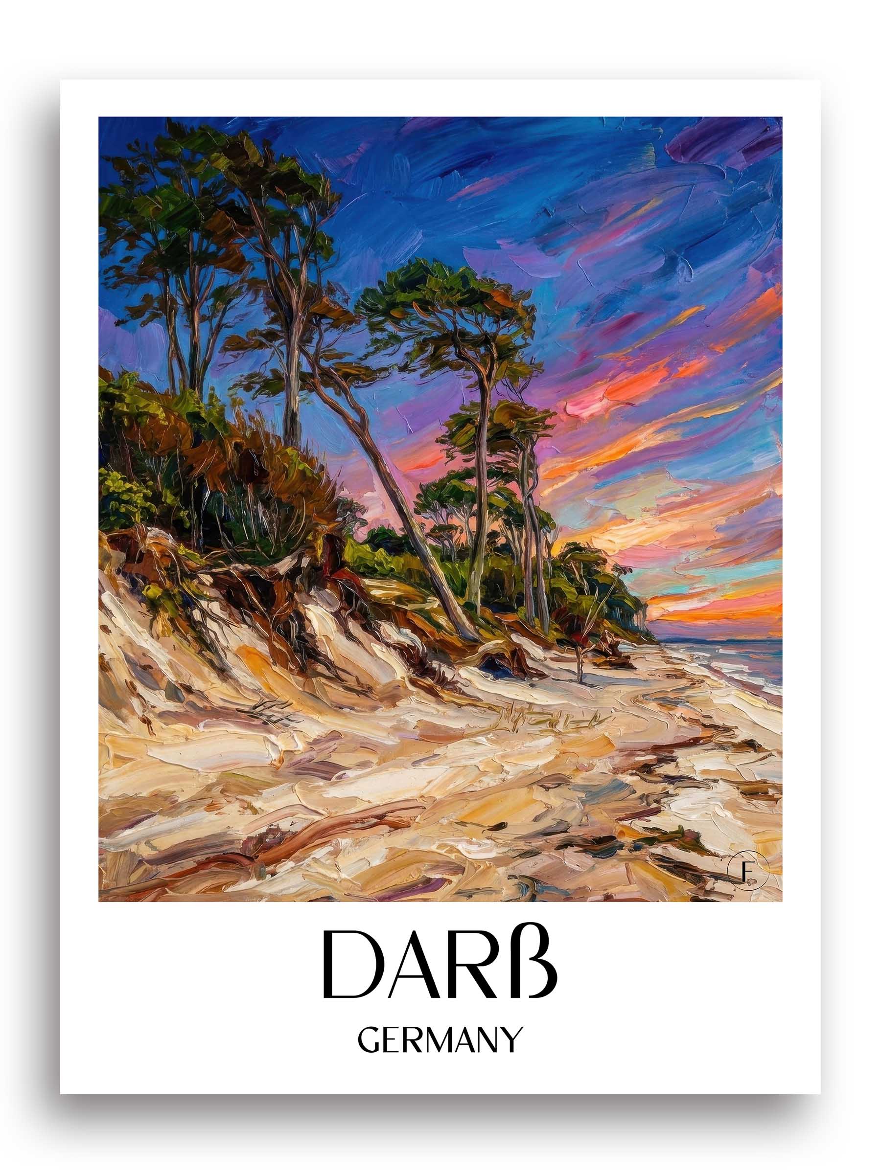 Darß Poster - Mecklenburg-Vorpommern - Deutschland Kunstdruck - Ölgemälde von A4 bis A1