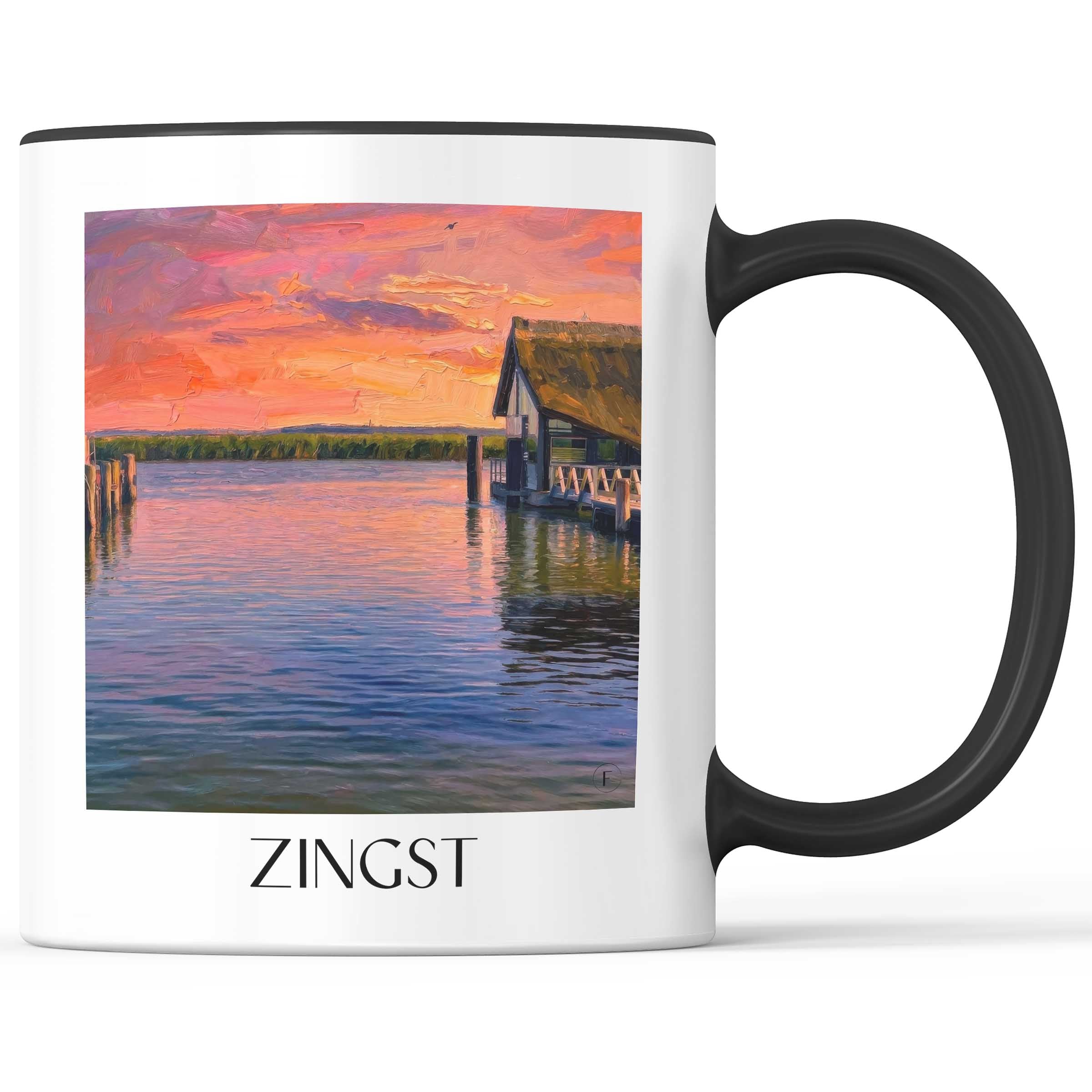 Zingst Kaffeebecher - Mecklenburg-Vorpommern - Deutschland Becher - Kaffeetasse im Ölgemälde Stil