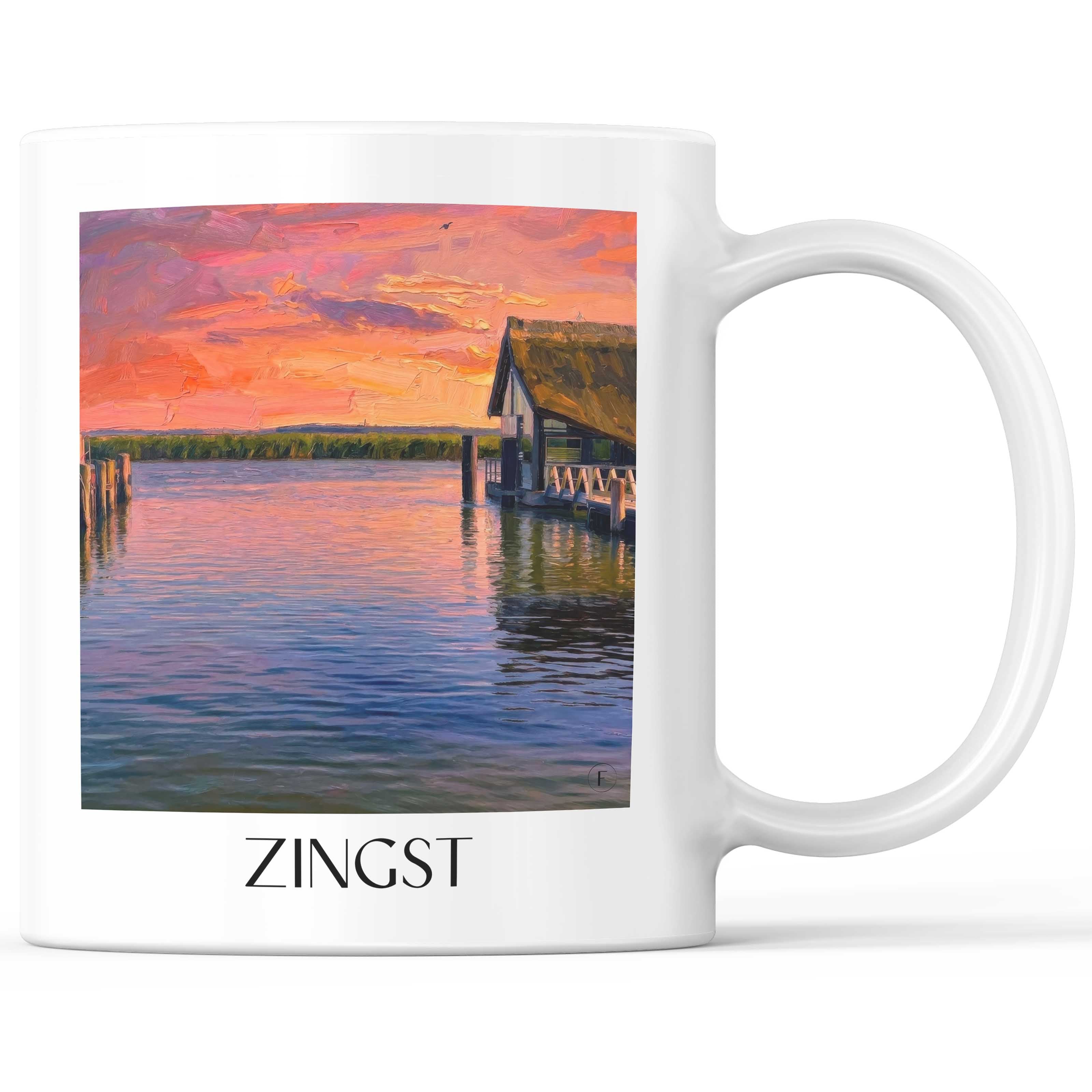 Zingst Kaffeebecher - Mecklenburg-Vorpommern - Deutschland Becher - Kaffeetasse im Ölgemälde Stil