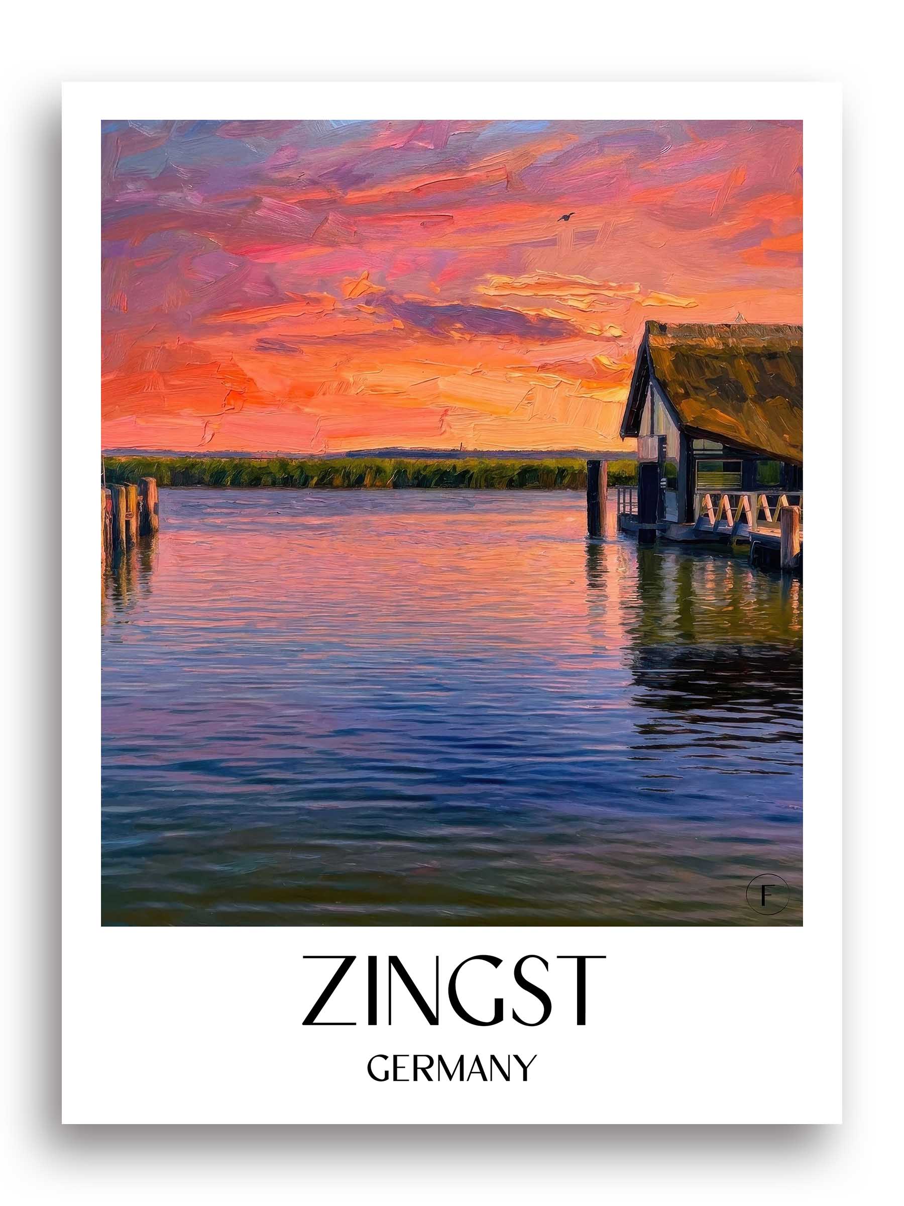 Zingst Poster - Mecklenburg-Vorpommern - Deutschland Kunstdruck - Ölgemälde von A4 bis A1