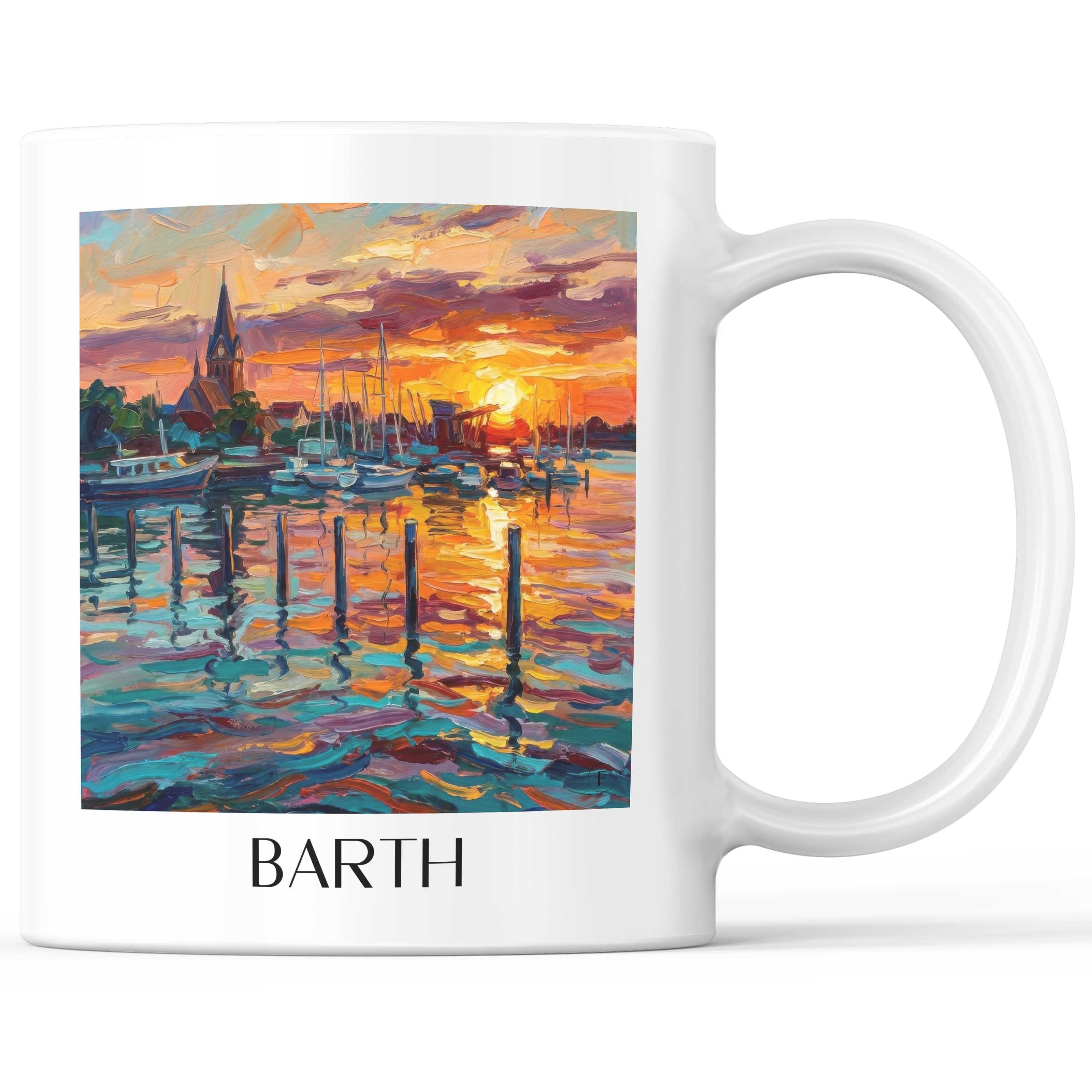 Barth Kaffeebecher - Mecklenburg-Vorpommern - Deutschland Becher - Kaffeetasse im Ölgemälde Stil