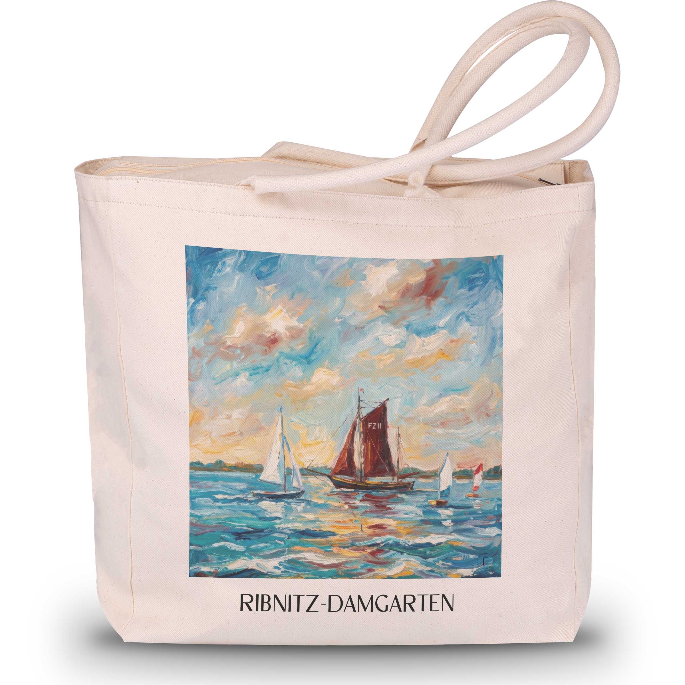 Ribnitz-Damgarten Shopping Tasche - Mecklenburg-Vorpommern - Deutschland Tote Bag - Einkaufstasche im Ölgemälde Stil