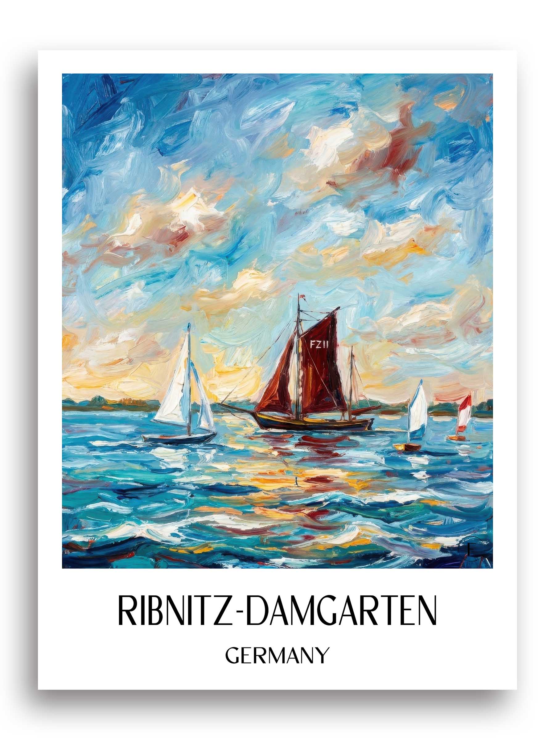 Ribnitz-Damgarten Poster - Mecklenburg-Vorpommern - Deutschland Kunstdruck - Ölgemälde von A4 bis A1