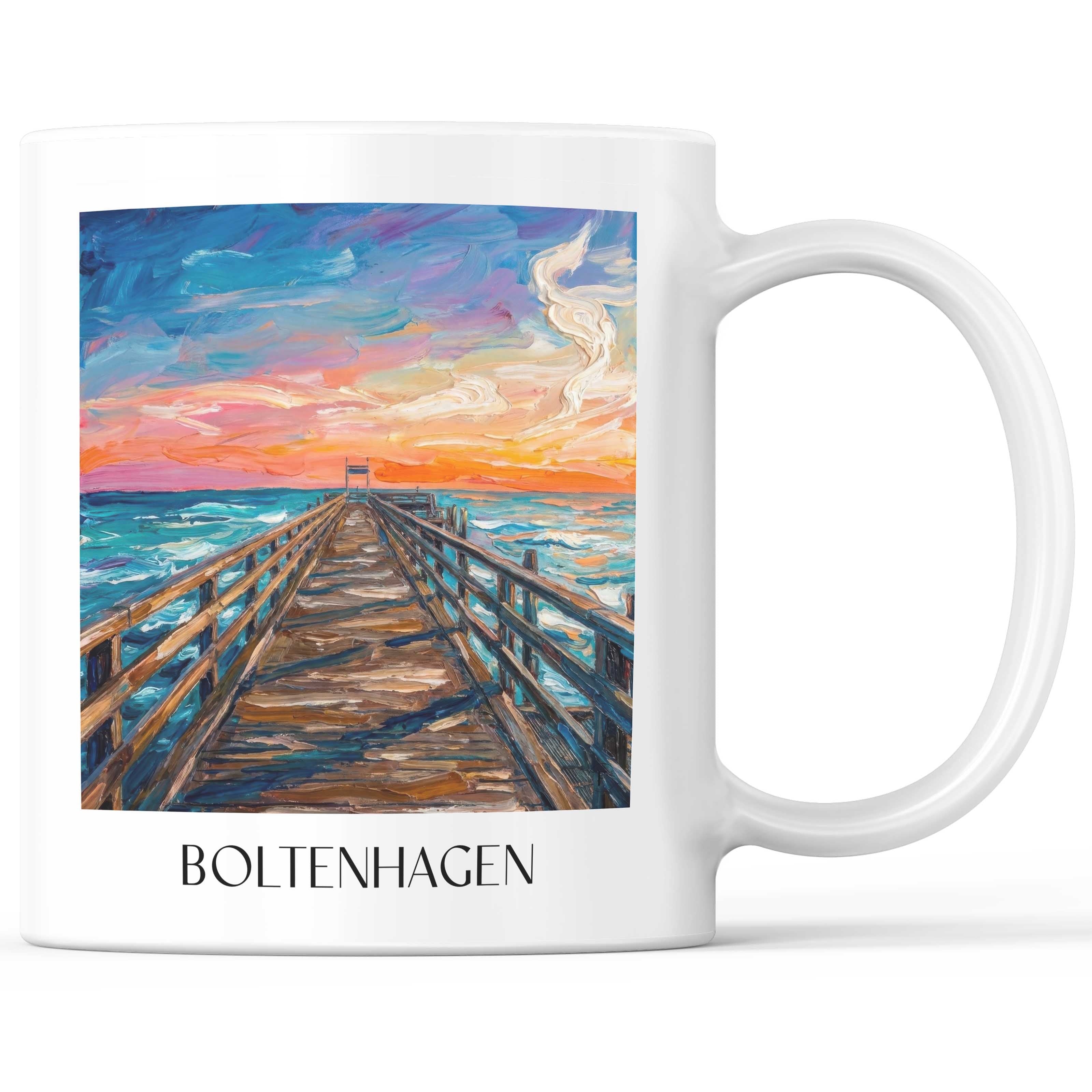 Boltenhagen Kaffeebecher - Mecklenburg-Vorpommern - Deutschland Becher - Kaffeetasse im Ölgemälde Stil