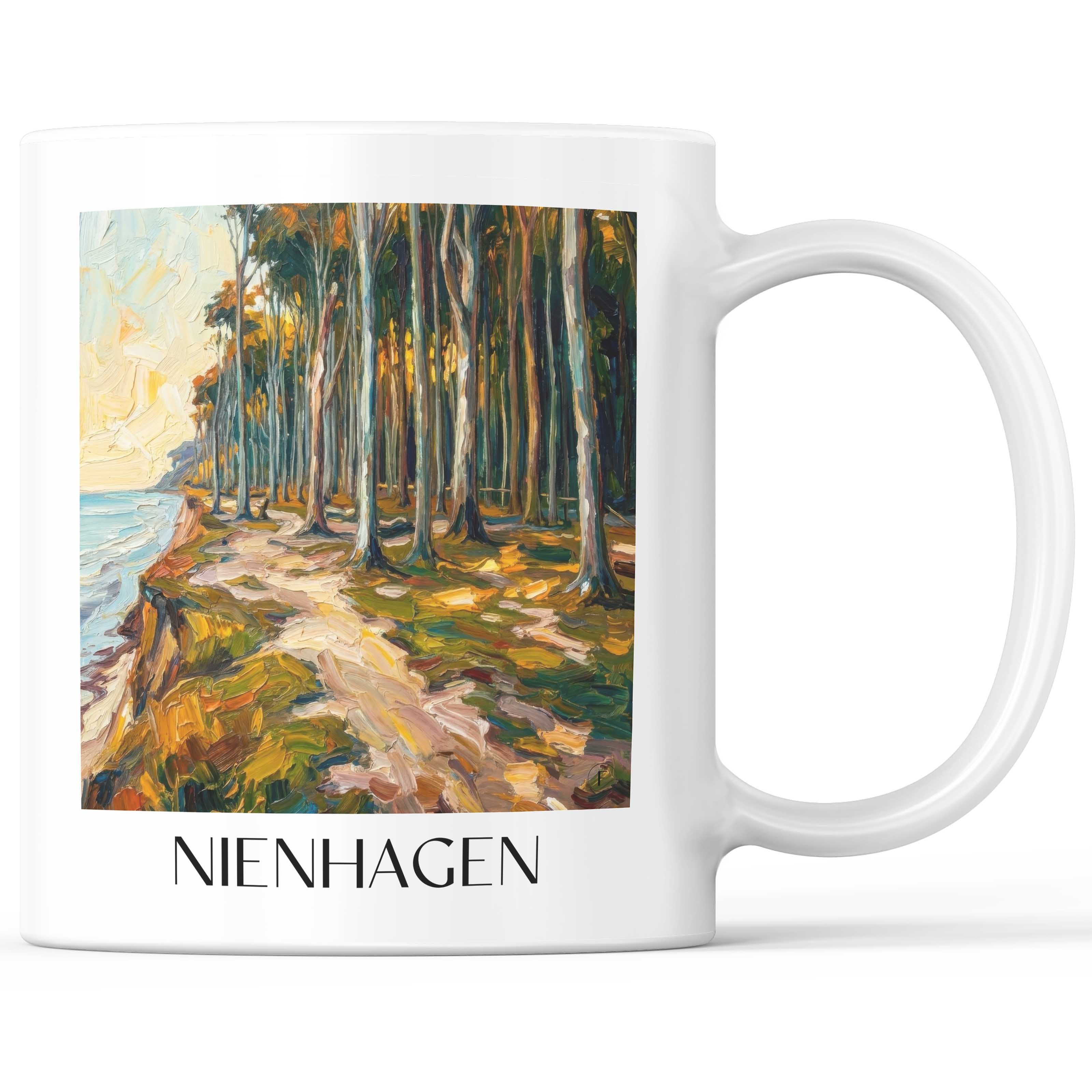 Nienhagen Kaffeebecher - Mecklenburg-Vorpommern - Deutschland Becher - Kaffeetasse im Ölgemälde Stil