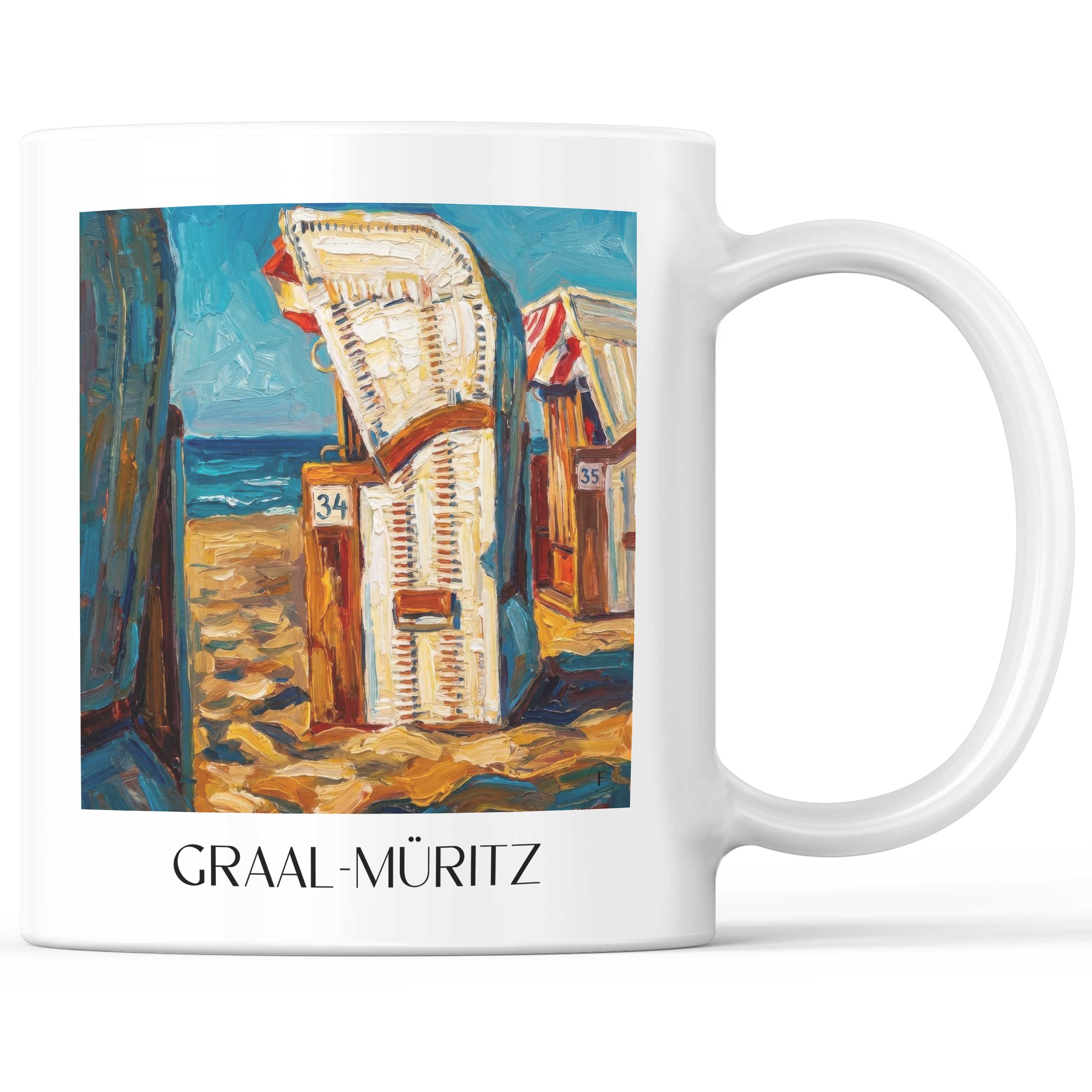 Graal-Müritz Kaffeebecher - Mecklenburg-Vorpommern - Deutschland Becher - Kaffeetasse im Ölgemälde Stil