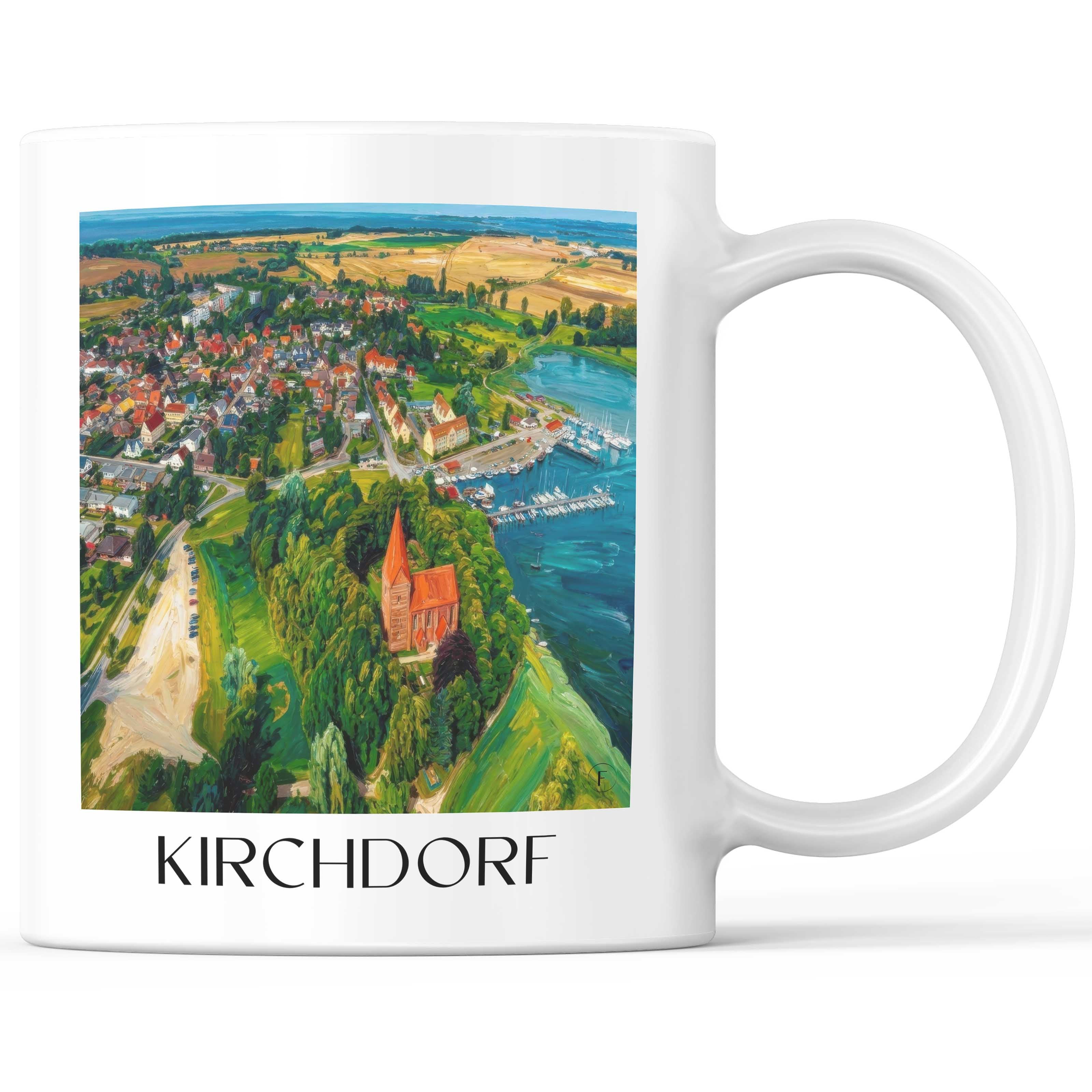 Kirchdorf Kaffeebecher - Poel - Deutschland Becher - Kaffeetasse im Ölgemälde Stil