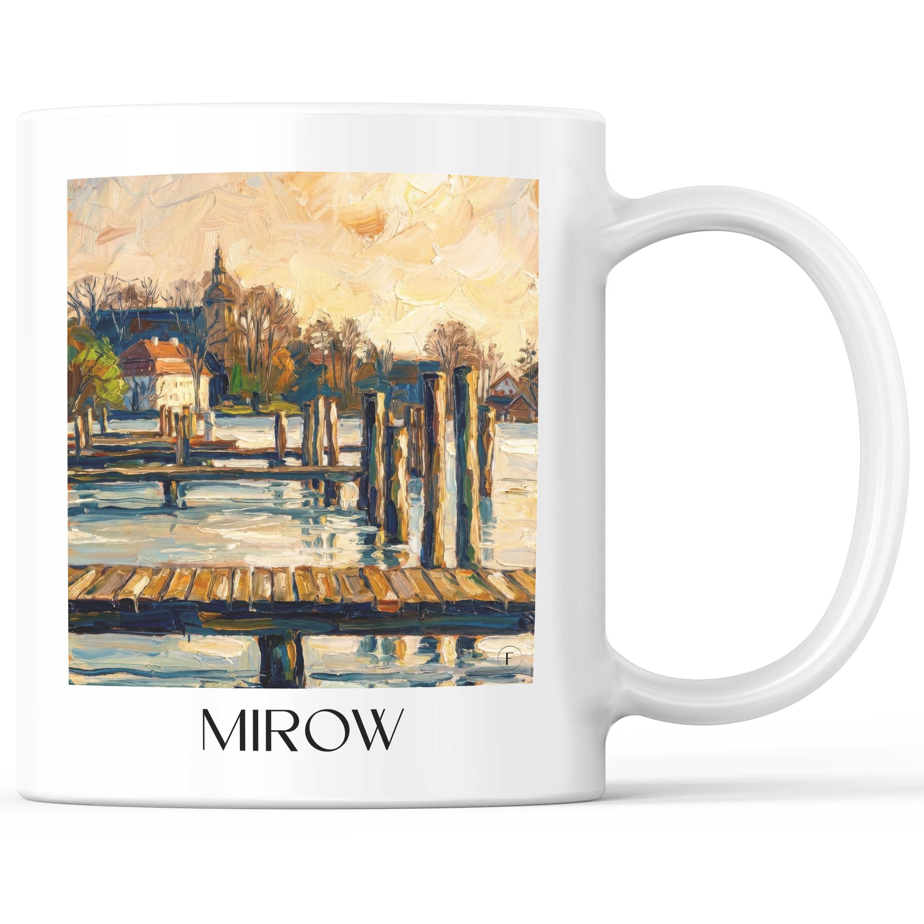Mirow Kaffeebecher - Mecklenburgische Seenplatte - Deutschland Becher - Kaffeetasse im Ölgemälde Stil