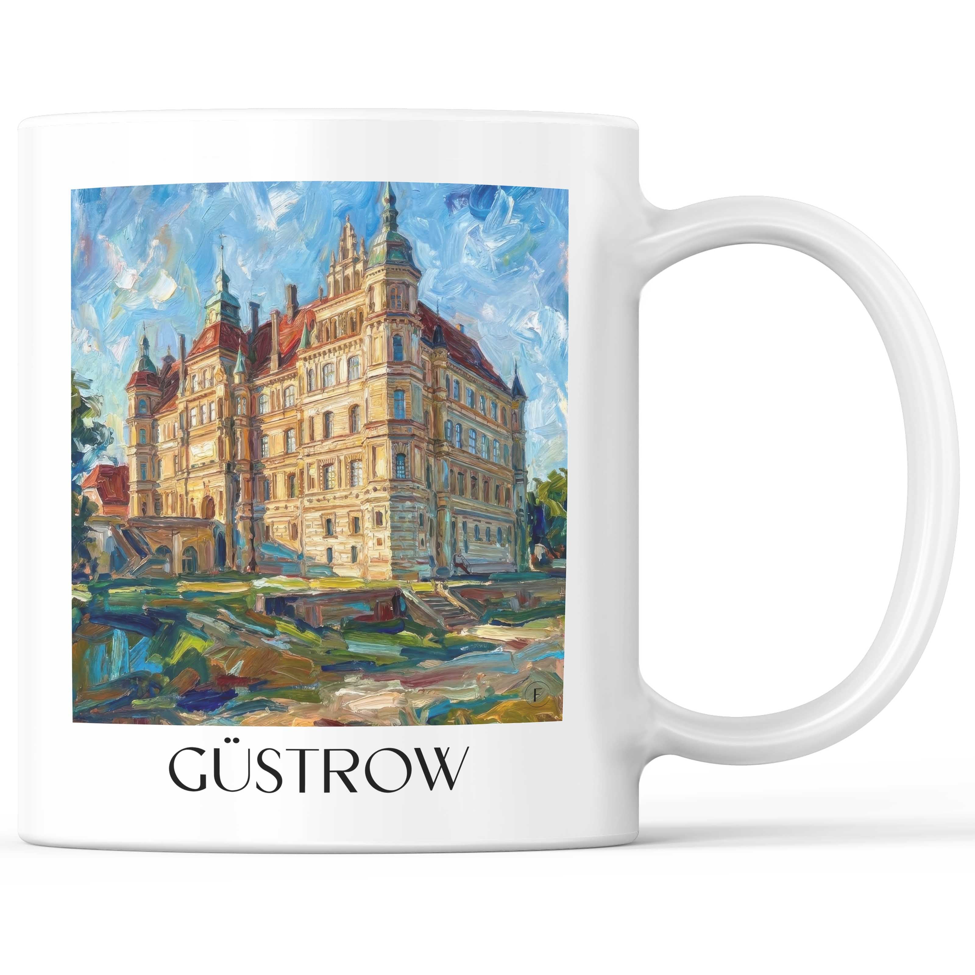 Güstrow Kaffeebecher - Mecklenburg-Vorpommern - Deutschland Becher - Kaffeetasse im Ölgemälde Stil