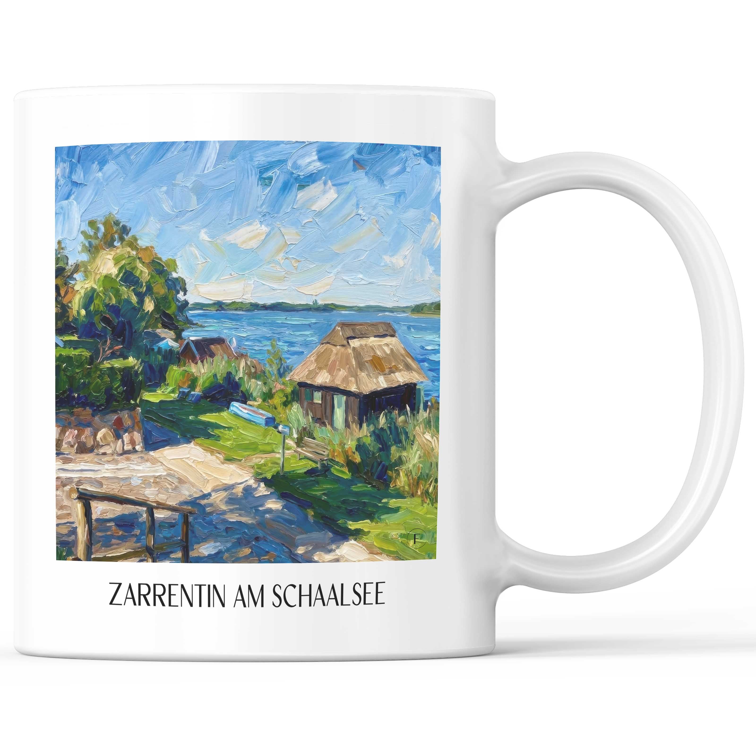 Zarrentin am Schaalsee Kaffeebecher - Mecklenburg-Vorpommern - Deutschland Becher - Kaffeetasse im Ölgemälde Stil
