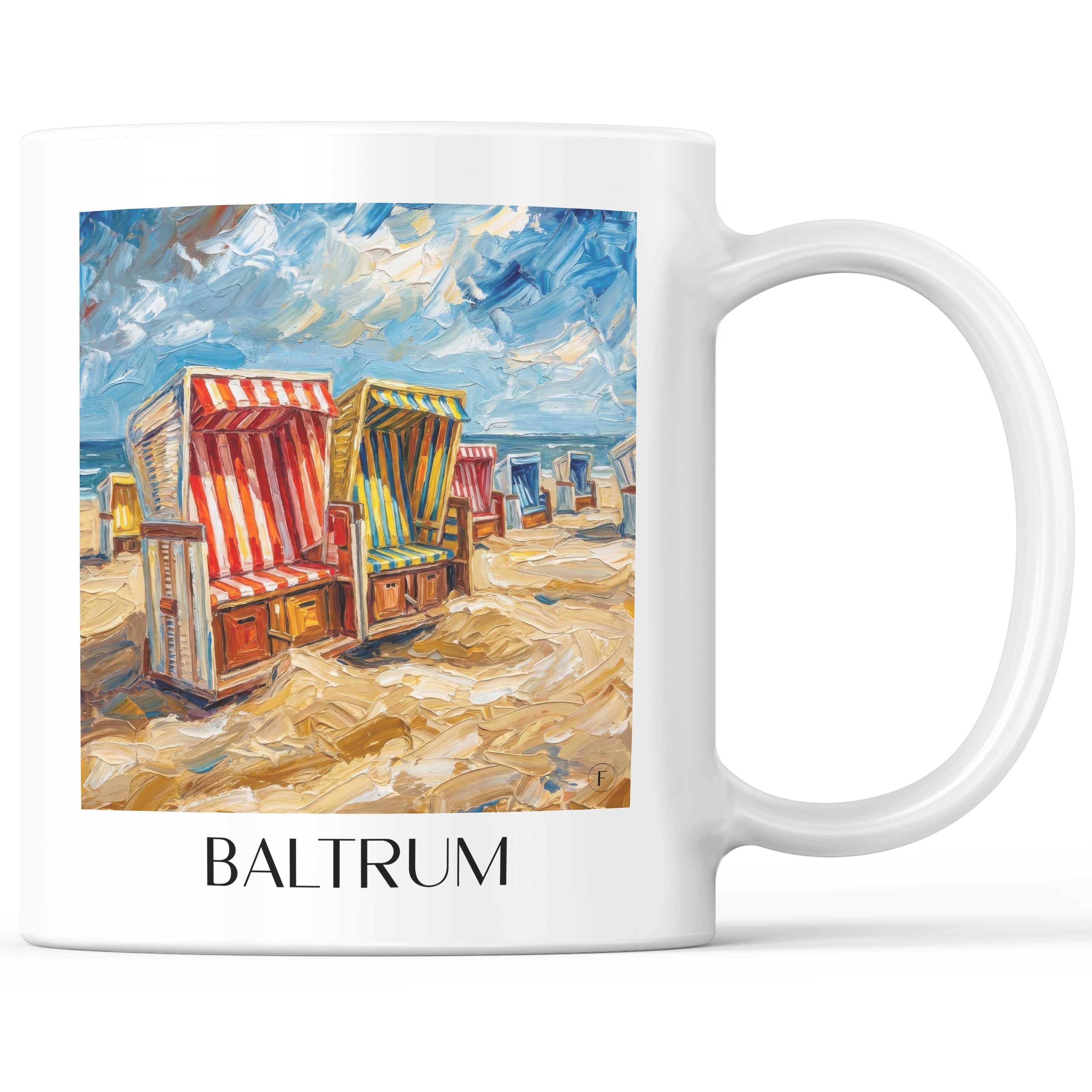 Baltrum Kaffeebecher - Ostfriesland - Deutschland Becher - Kaffeetasse im Ölgemälde Stil