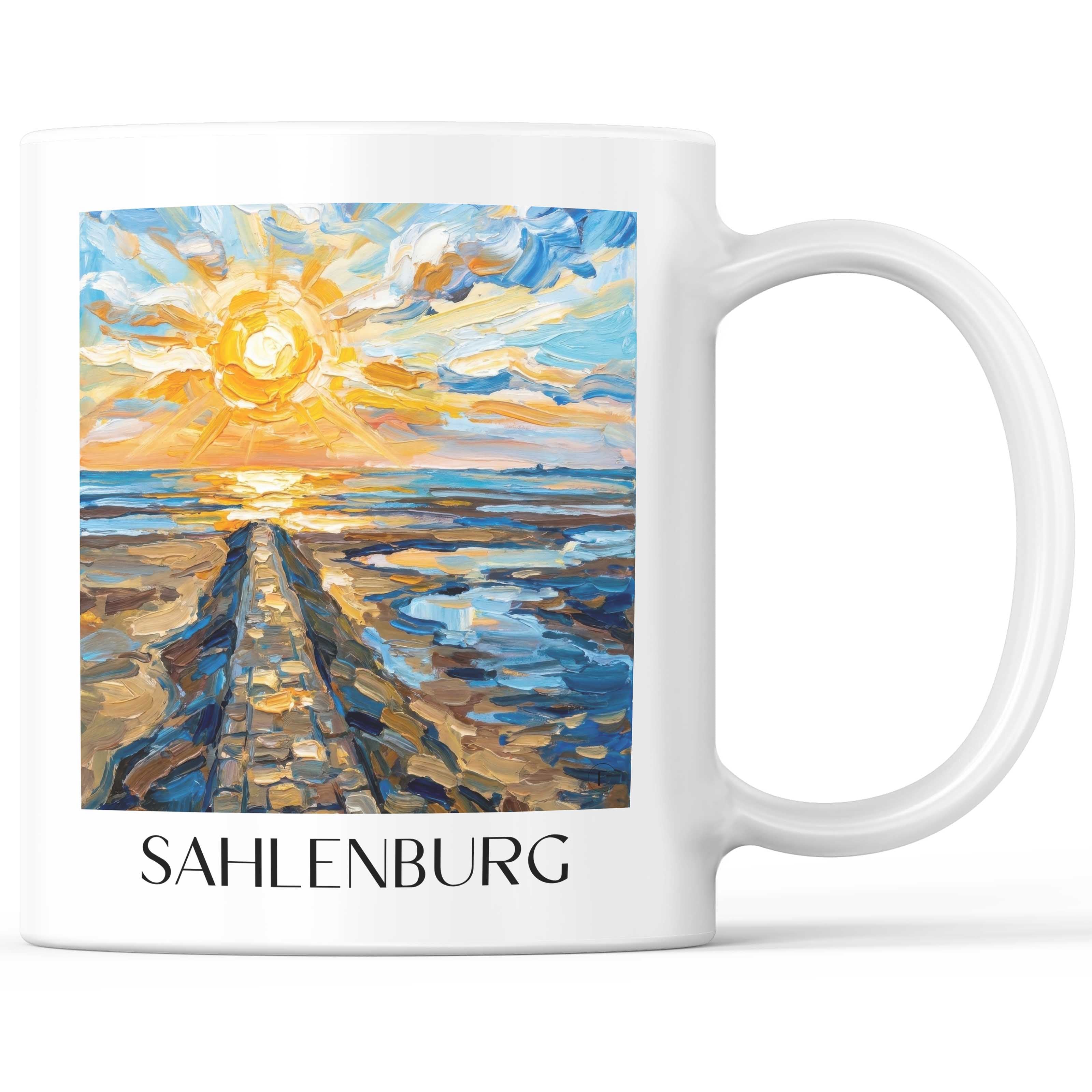 Sahlenburg Kaffeebecher - Nordseeküste - Deutschland Becher - Kaffeetasse im Ölgemälde Stil