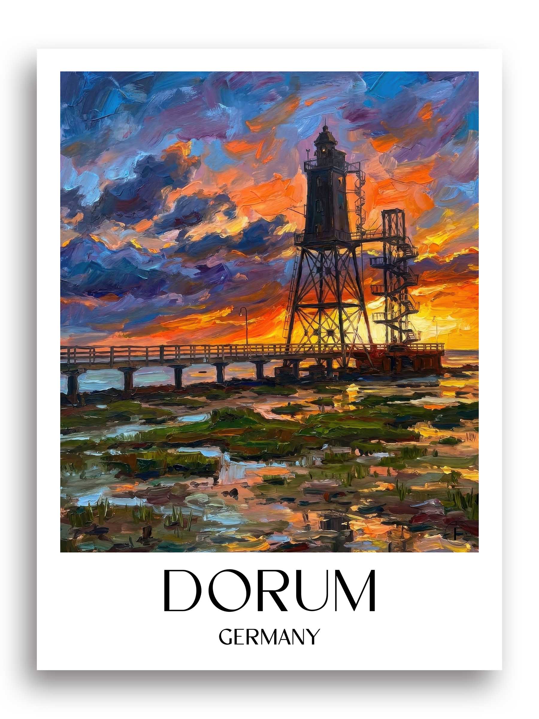 Dorum Poster - Niedersachsen - Deutschland Kunstdruck - Ölgemälde von A4 bis A1