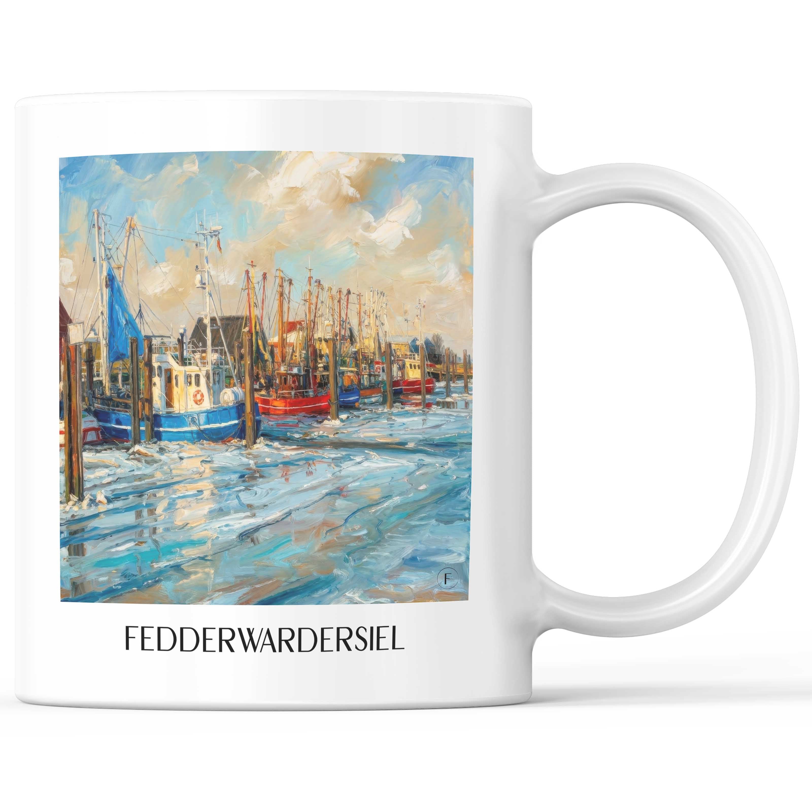 fedderwardersiel-niedersachsen-deutschland-kaffeebecher-oil-painting-oelgemaelde