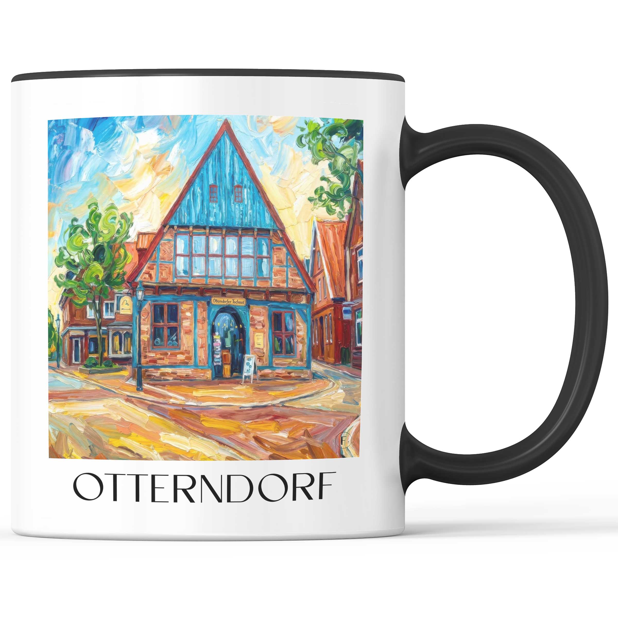 Otterndorf Kaffeebecher - Niedersachsen - Deutschland Becher - Kaffeetasse im Ölgemälde Stil