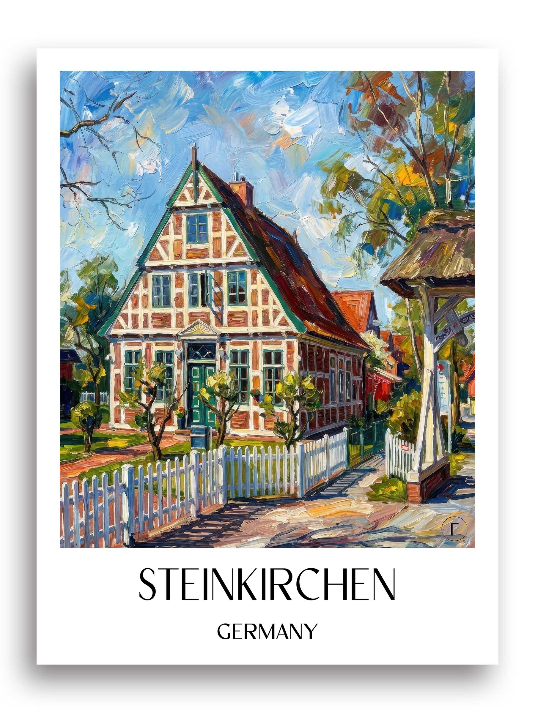 Steinkirchen Poster - Niedersachsen - Deutschland Kunstdruck - Ölgemälde von A4 bis A1