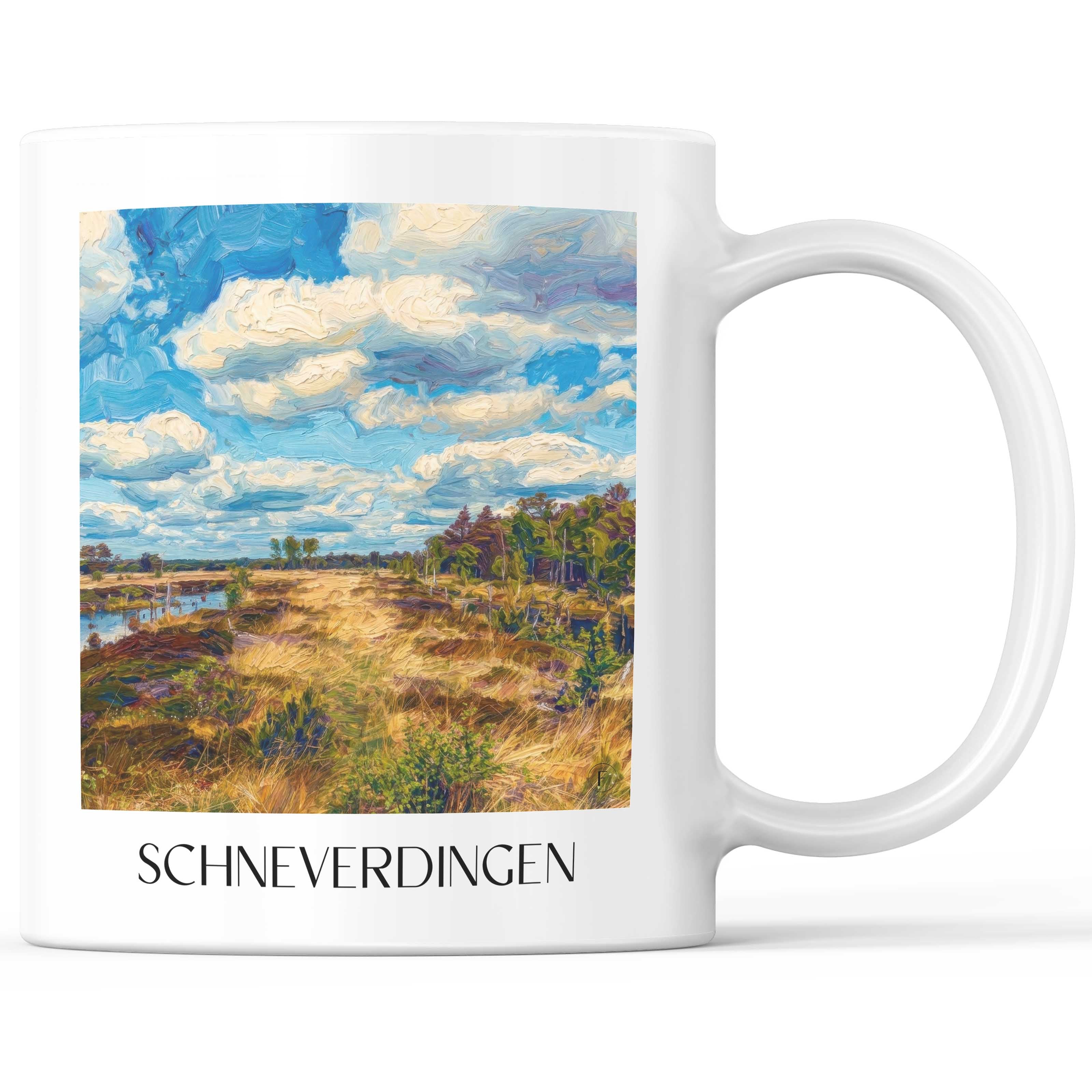 Schneverdingen Kaffeebecher - Lüneburger Heide - Deutschland Becher - Kaffeetasse im Ölgemälde Stil
