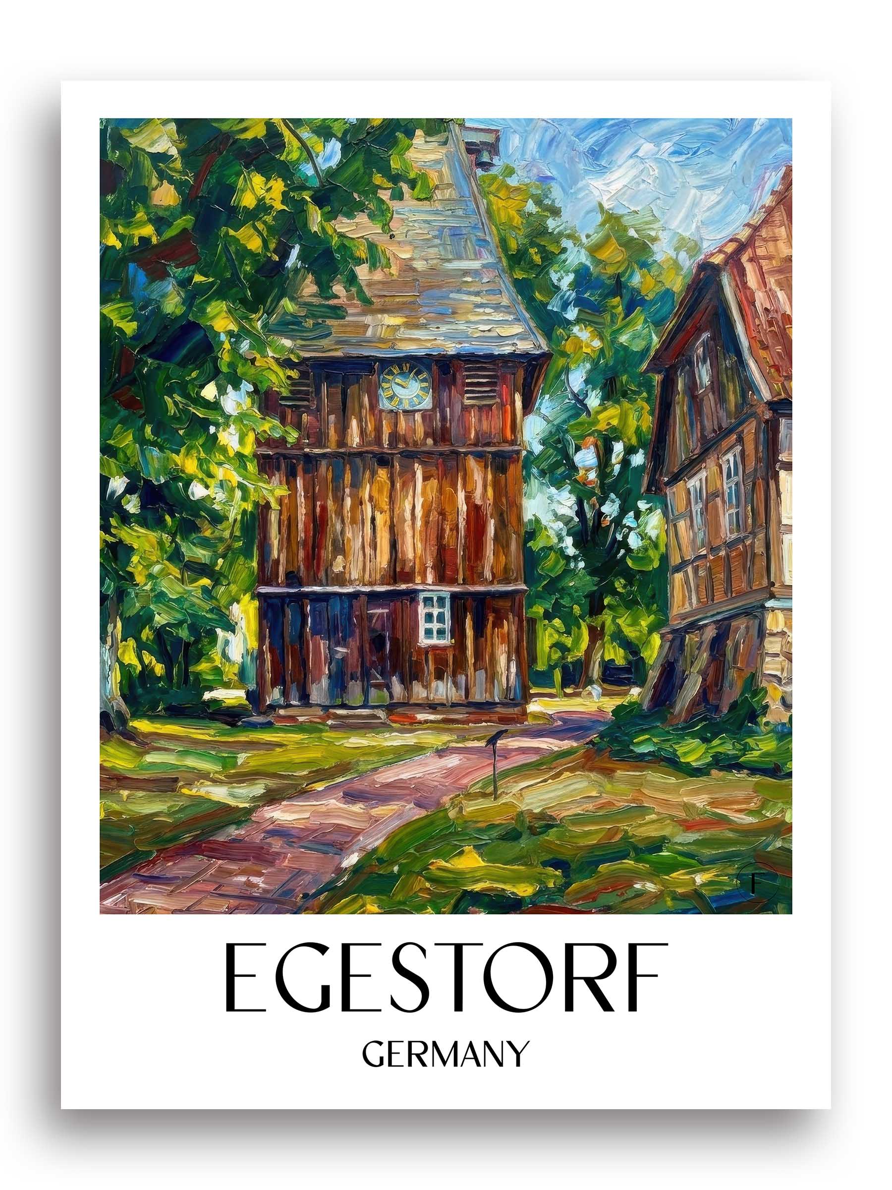 Egestorf Poster - Lüneburger Heide - Deutschland Kunstdruck - Ölgemälde von A4 bis A1