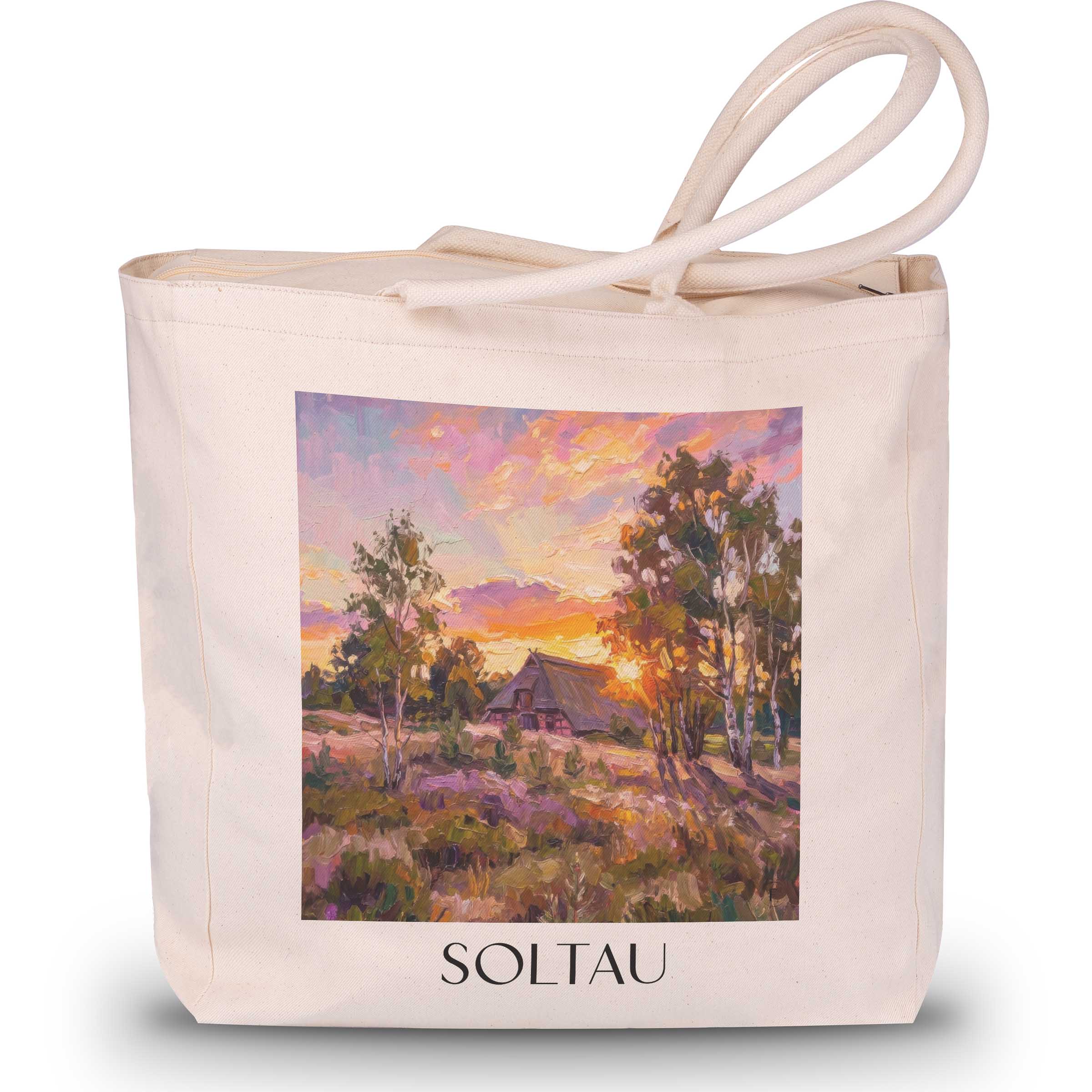 soltau-lüneburger-heide-deutschland-einkaufstasche-oil-painting-oelgemaelde
