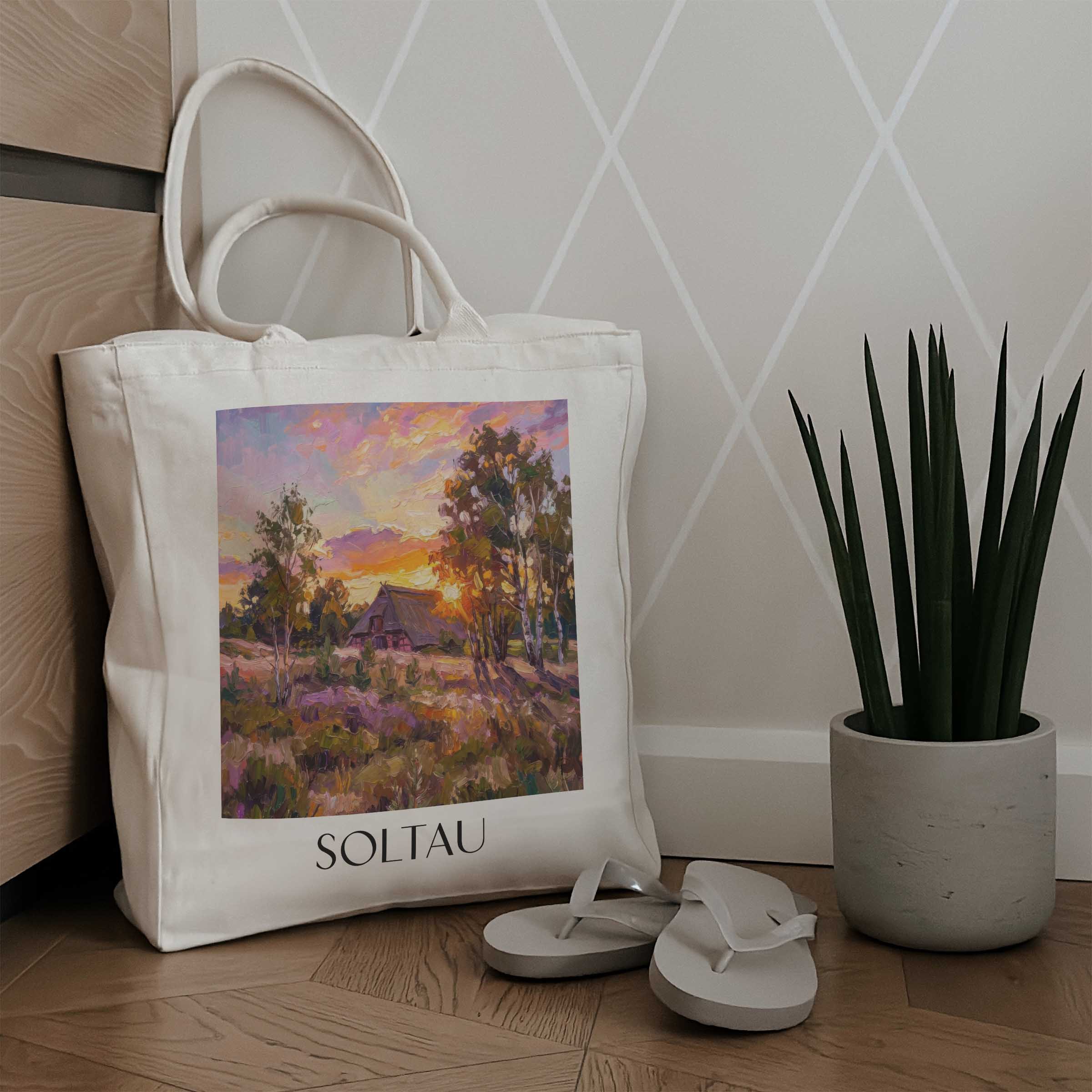soltau-lüneburger-heide-deutschland-einkaufstasche-oil-painting-oelgemaelde