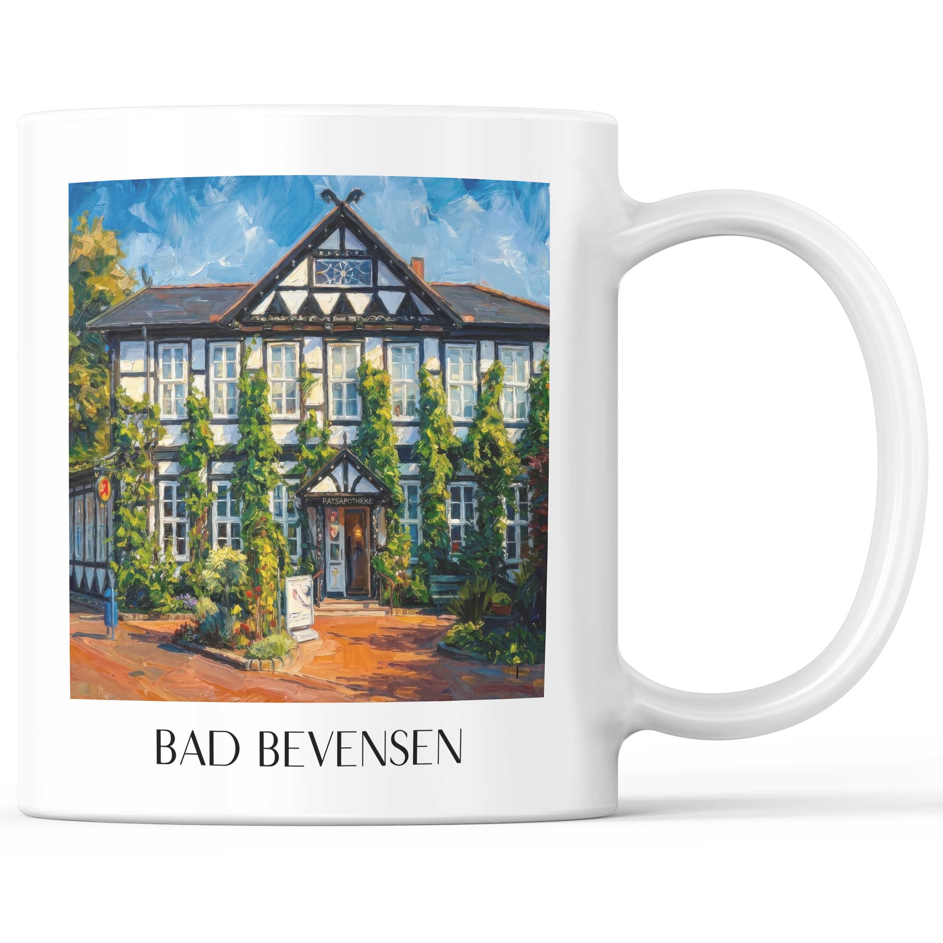 Bad Bevensen Kaffeebecher - Niedersachsen - Deutschland Becher - Kaffeetasse im Ölgemälde Stil