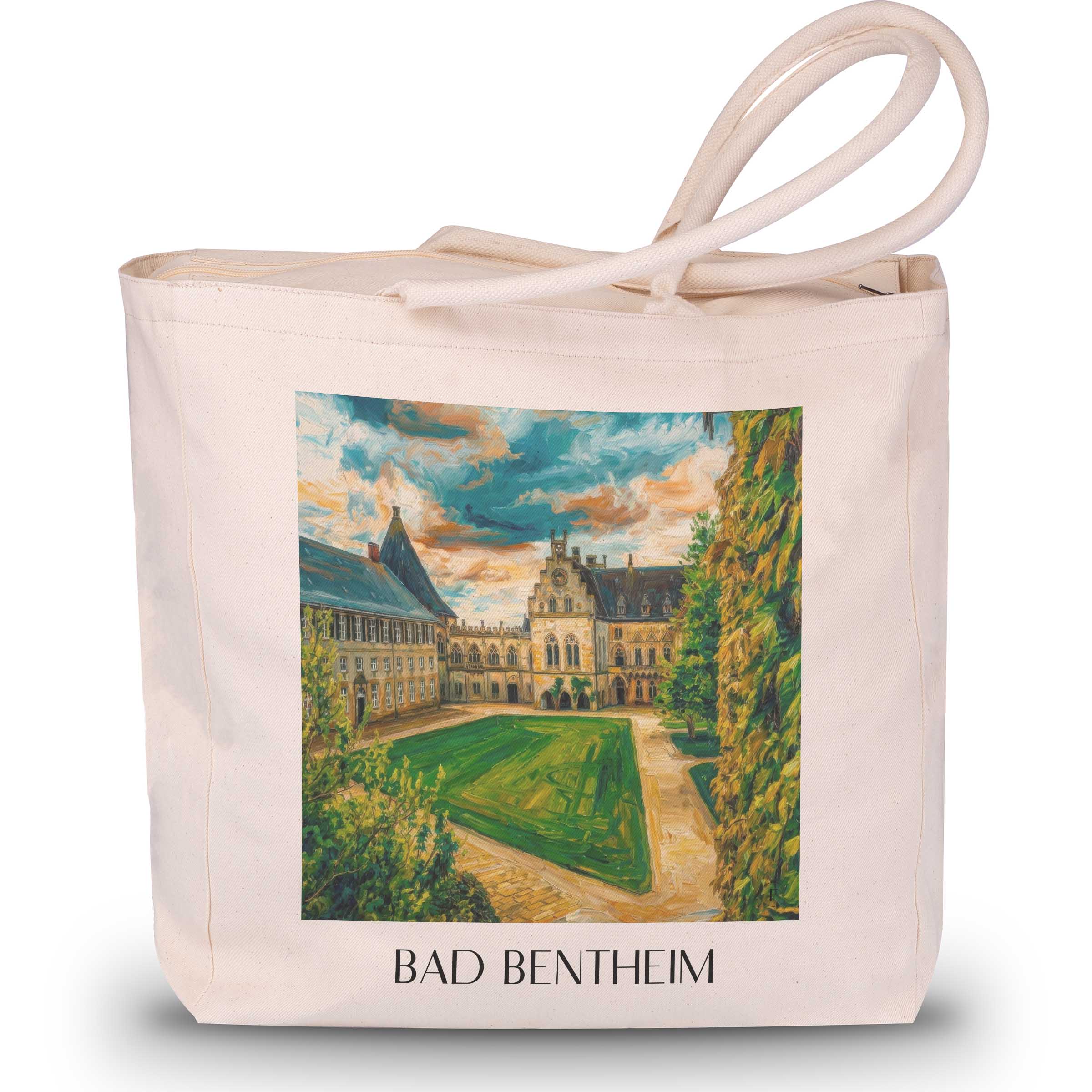 Bad Bentheim Shopping Tasche - Niedersachsen - Deutschland Tote Bag - Einkaufstasche im Ölgemälde Stil
