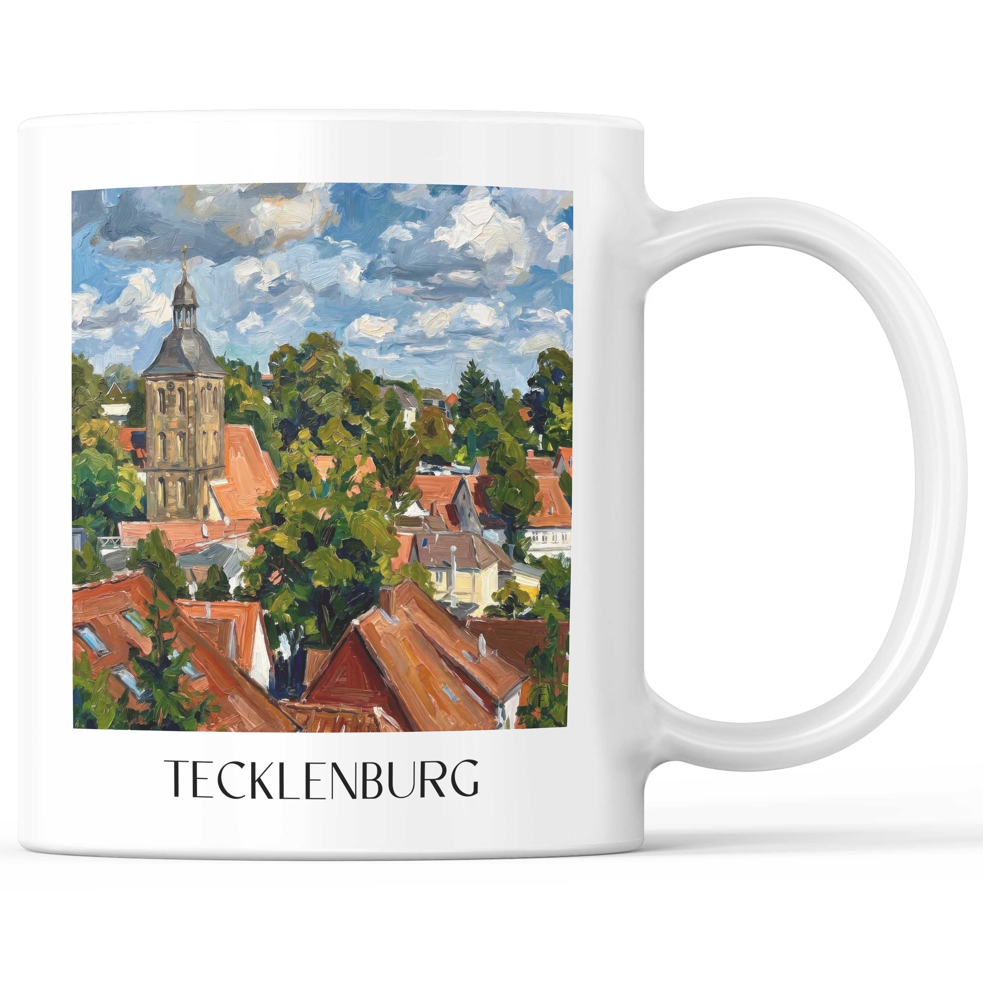 Tecklenburg Kaffeebecher - Niedersachsen - Deutschland Becher - Kaffeetasse im Ölgemälde Stil