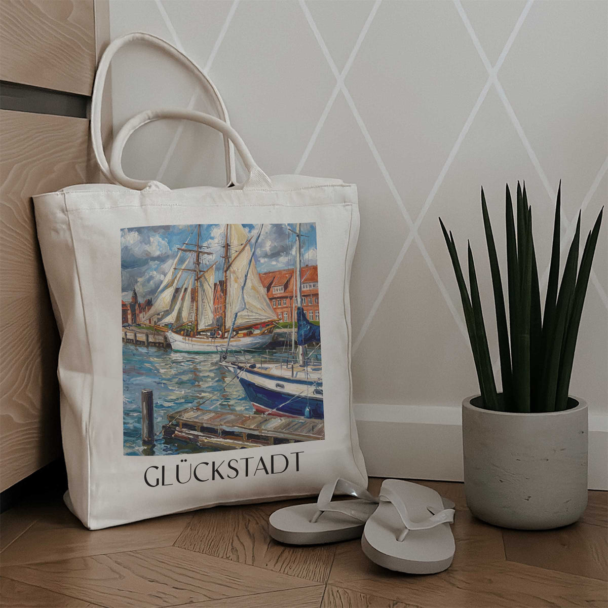 glückstadt-unterelbe-deutschland-einkaufstasche-oil-painting-oelgemaelde