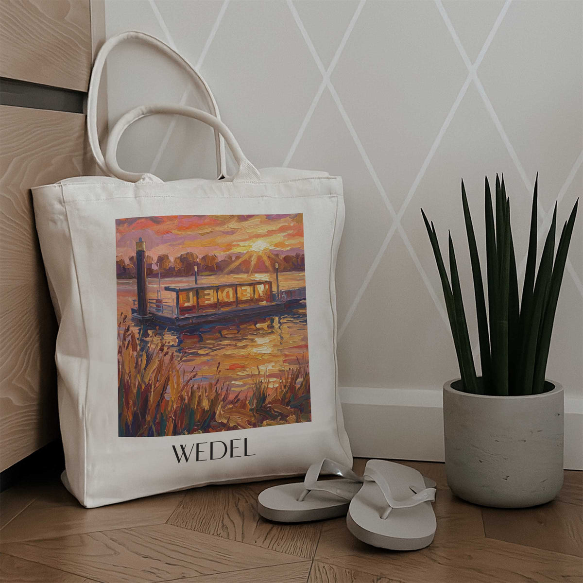 wedel-unterelbe-deutschland-einkaufstasche-oil-painting-oelgemaelde