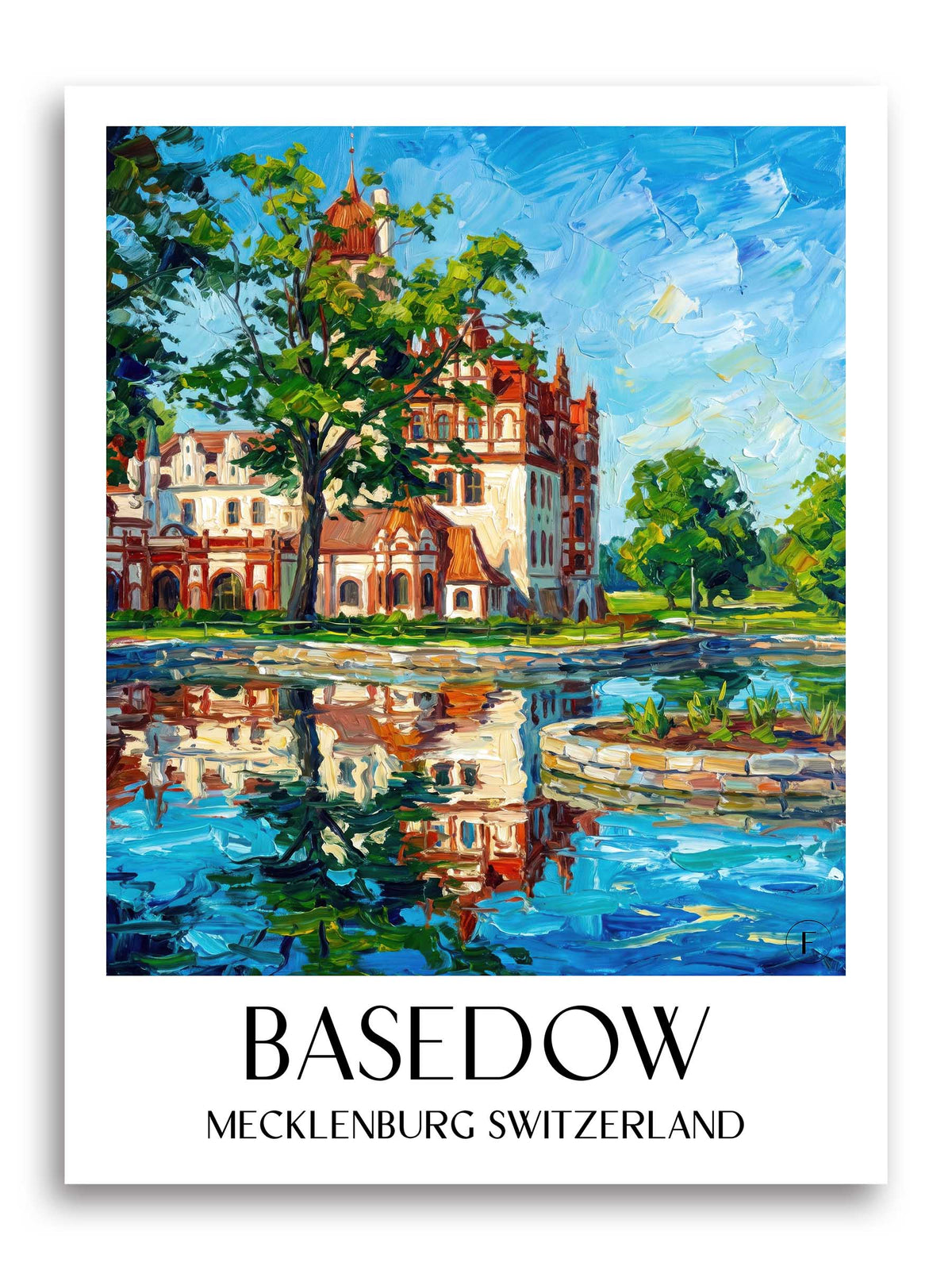 Basedow Poster - Mecklenburgische Schweiz - Deutschland Kunstdruck - Ölgemälde von A4 bis A1