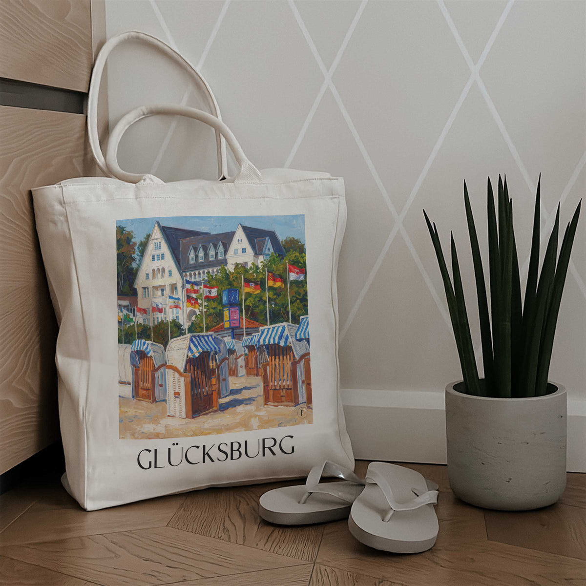 glücksburg-flensburger-förde-deutschland-einkaufstasche-oil-painting-oelgemaelde