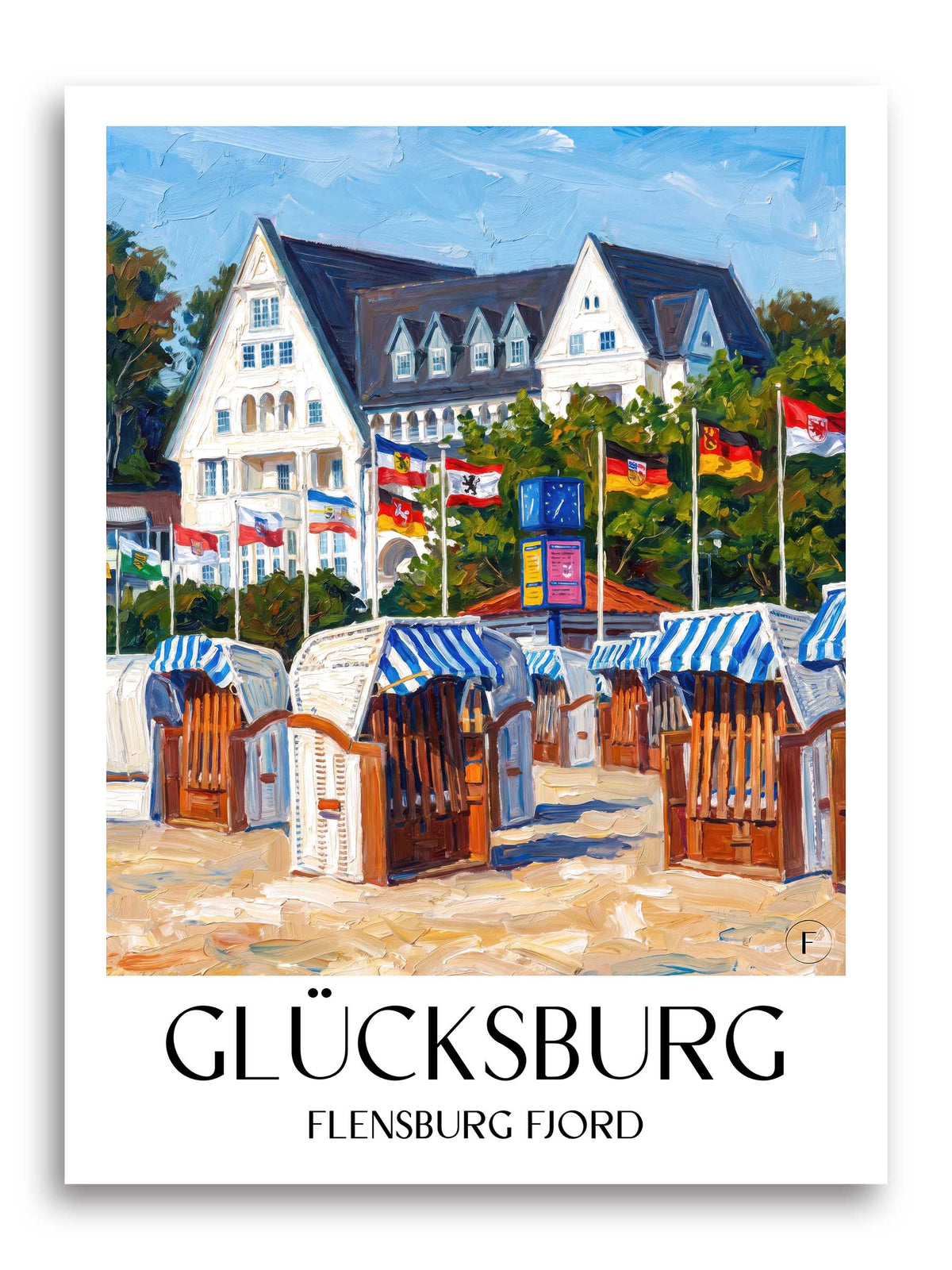 Glücksburg Poster - Flensburger Förde - Deutschland Kunstdruck - Ölgemälde von A4 bis A1