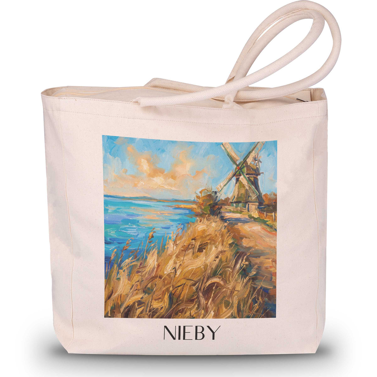 Nieby Shopping Tasche - Ostsee - Deutschland Tote Bag - Einkaufstasche im Ölgemälde Stil - favplace