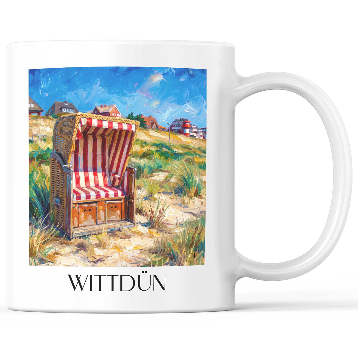 Wittdün Kaffeebecher - Amrum - Deutschland Becher - Kaffeetasse im Ölgemälde Stil