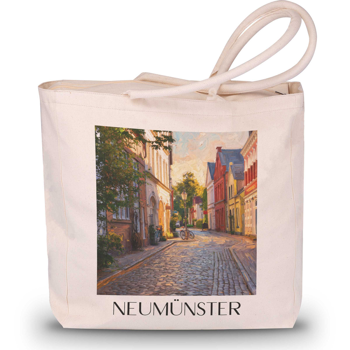 Neumünster Shopping Tasche - Holstein - Deutschland Tote Bag - Einkaufstasche im Ölgemälde Stil - favplace