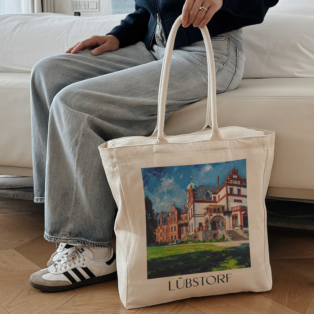 lübstorf-schweriner-see-deutschland-einkaufstasche-oil-painting-oelgemaelde