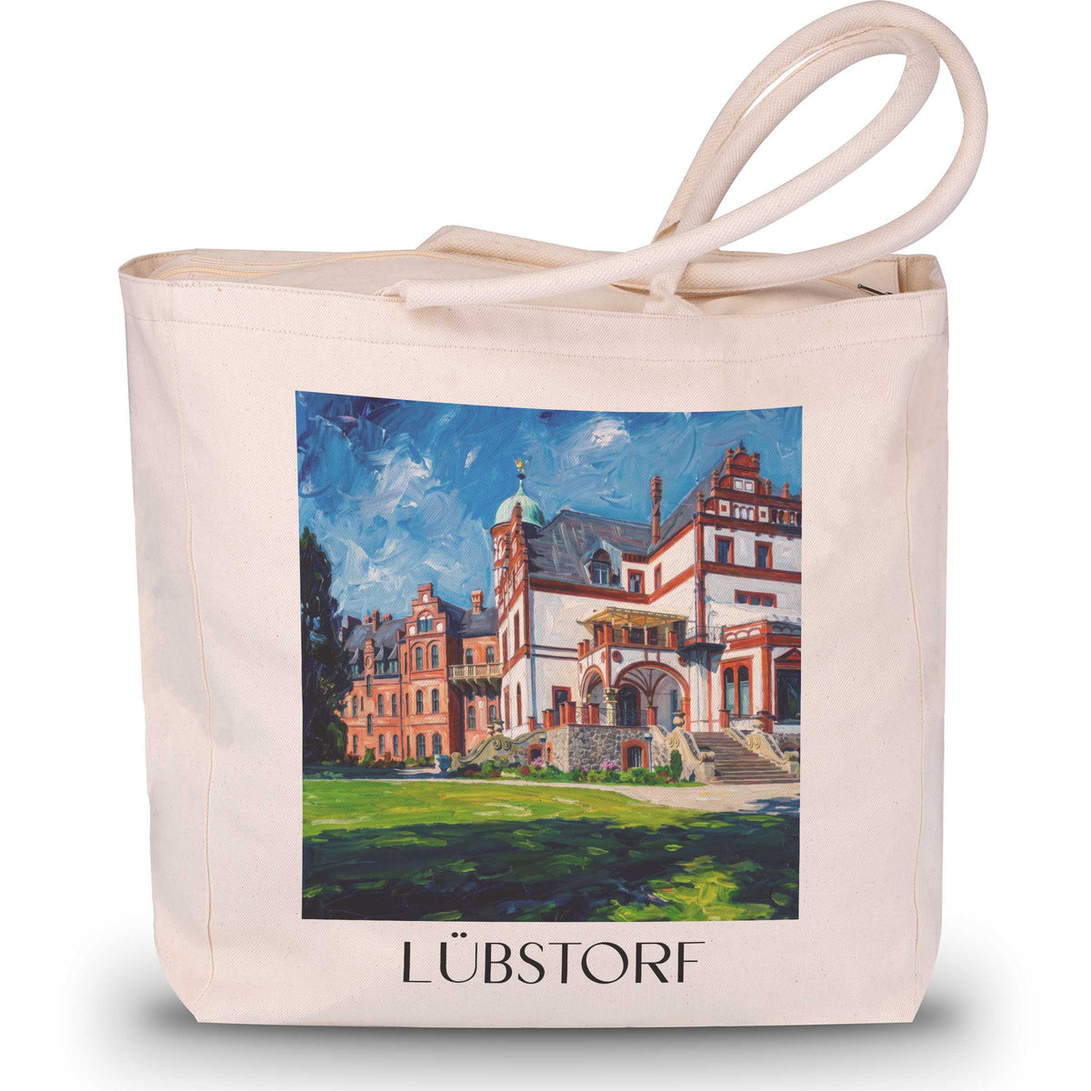 Lübstorf Shopping Tasche - Schweriner See - Deutschland Tote Bag - Einkaufstasche im Ölgemälde Stil - favplace