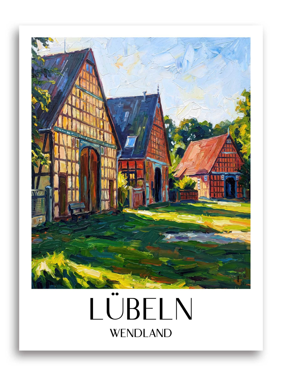 Lübeln Poster - Wendland - Deutschland Kunstdruck - Ölgemälde von A4 bis A1