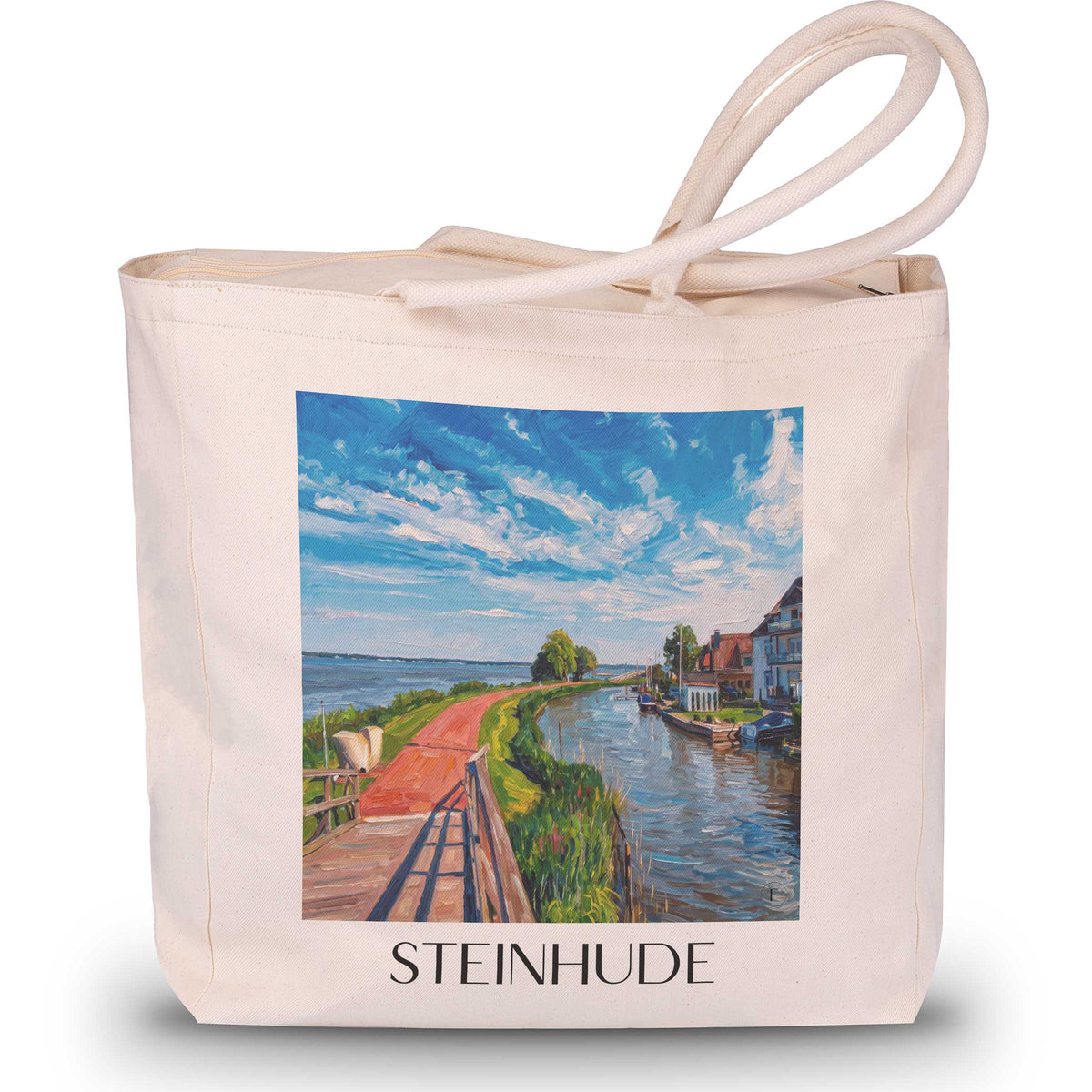 steinhude-niedersachsen-deutschland-einkaufstasche-oil-painting-oelgemaelde