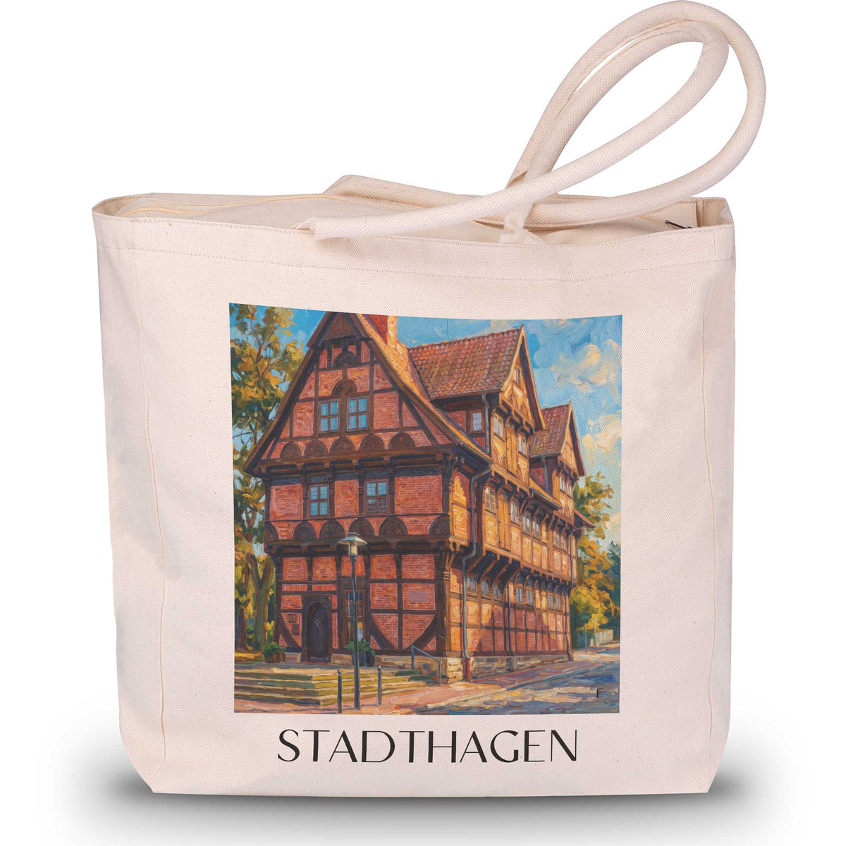Stadthagen Shopping Tasche - Niedersachsen - Deutschland Tote Bag - Einkaufstasche im Ölgemälde Stil - favplace