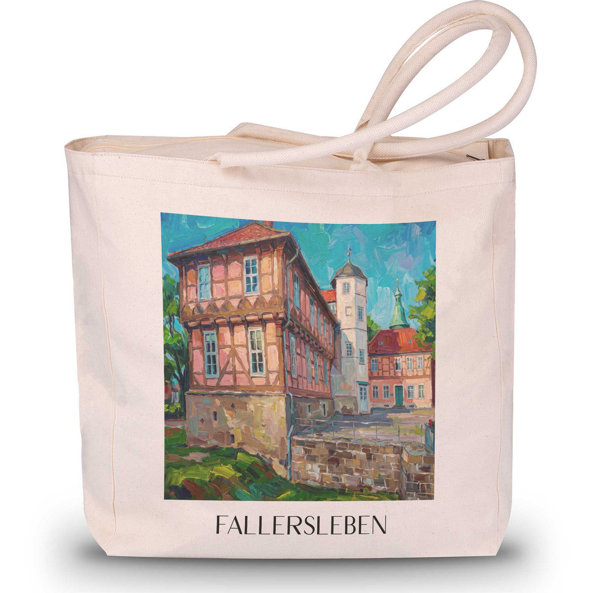 fallersleben-niedersachsen-deutschland-einkaufstasche-oil-painting-oelgemaelde