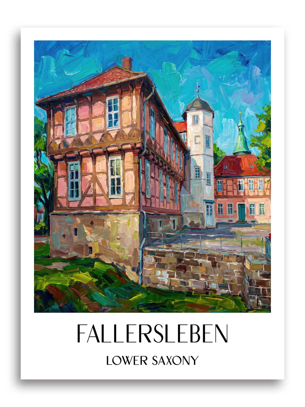 Fallersleben Poster - Niedersachsen - Deutschland Kunstdruck - Ölgemälde von A4 bis A1