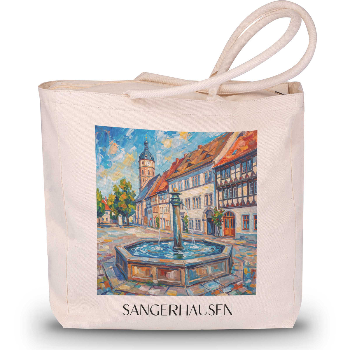 Sangerhausen Shopping Tasche - Südharz - Deutschland Tote Bag - Einkaufstasche im Ölgemälde Stil