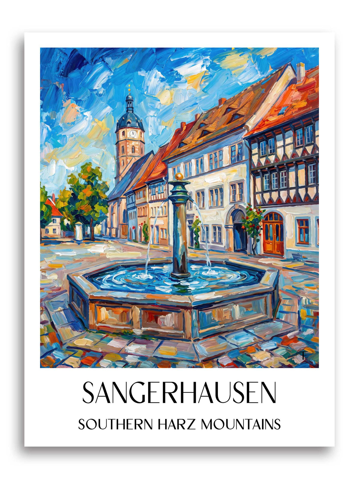 Sangerhausen Poster - Südharz - Deutschland Kunstdruck - Ölgemälde von A4 bis A1